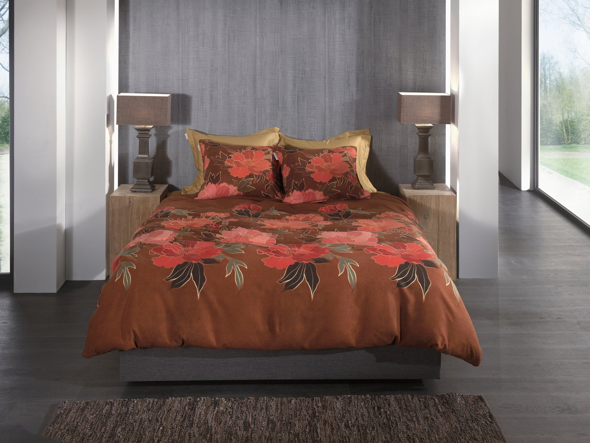 Heckettlane Dekbedovertrek Flanel Francesco Orange