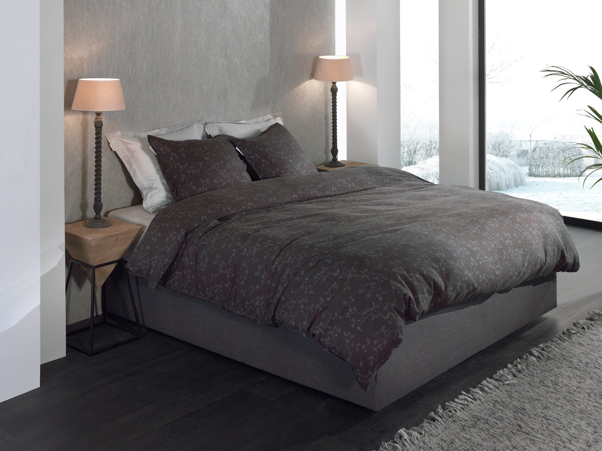 Heckettlane Dekbedovertrek Flanel Alloro Anthracite