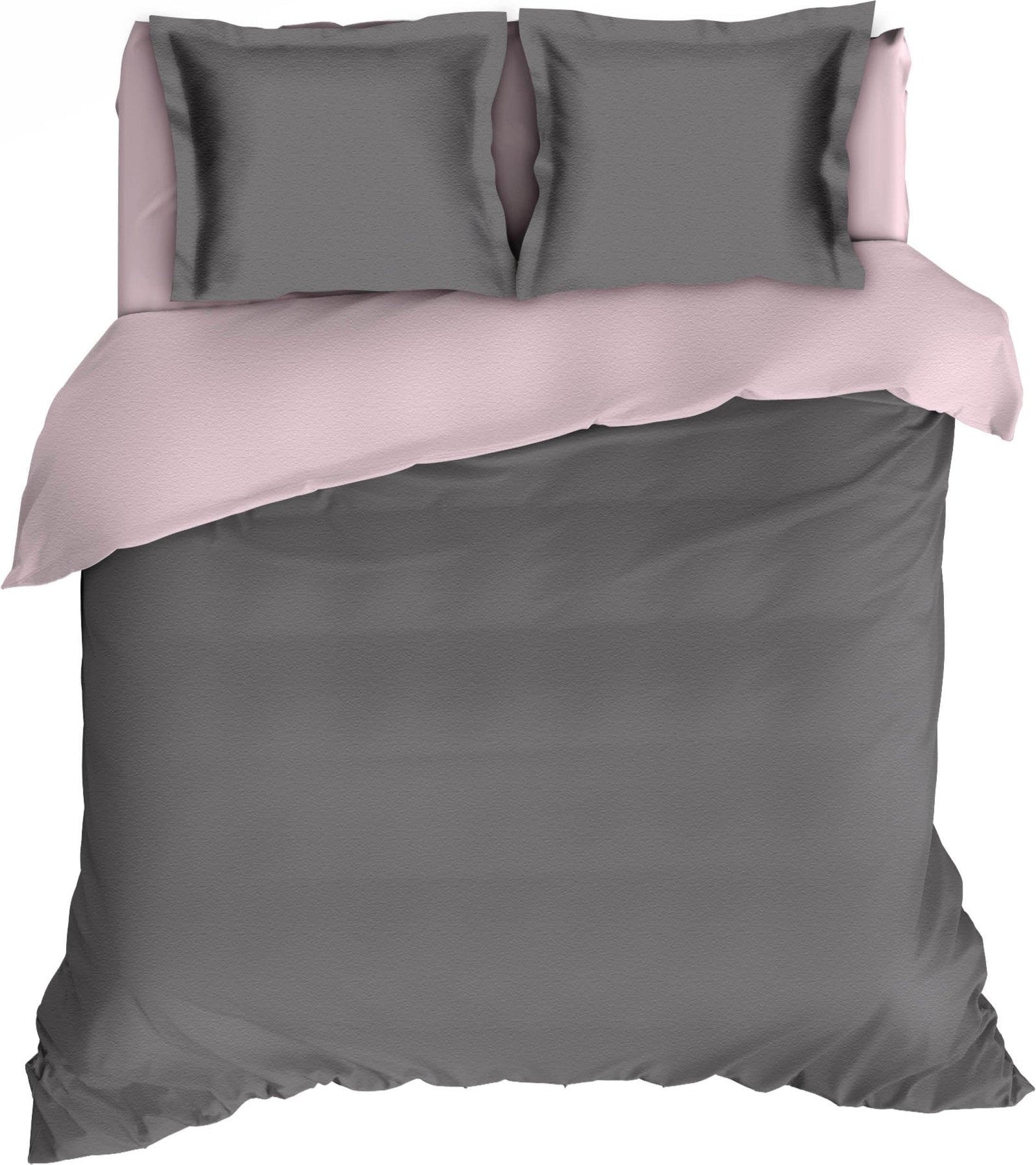 Dekbedovertrek Flanel Comtesse Antraciet Rose - Bedtextielonline.be