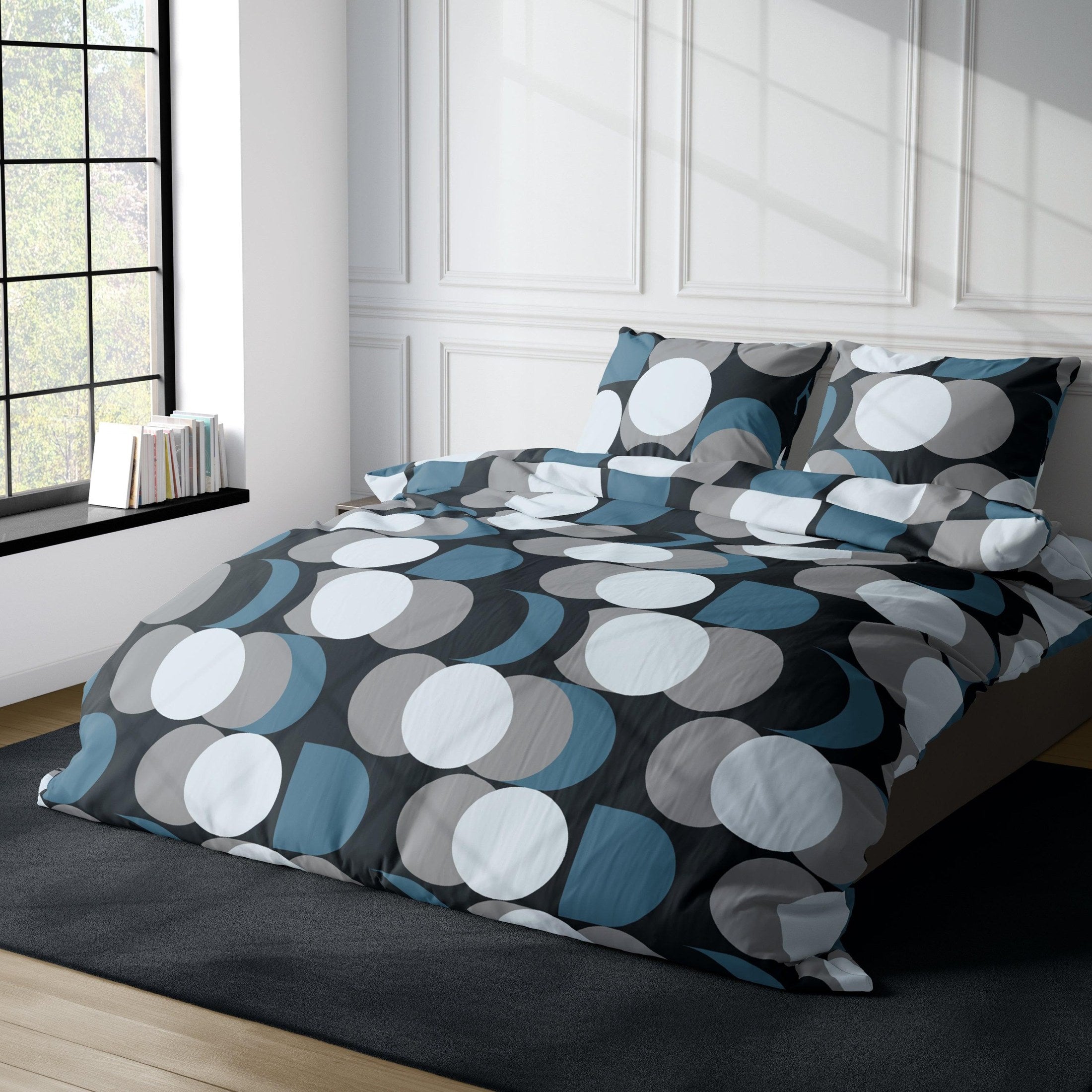 Dekbedovertrek Satijn Artballs Blauw Grijs - Bedtextielonline.be