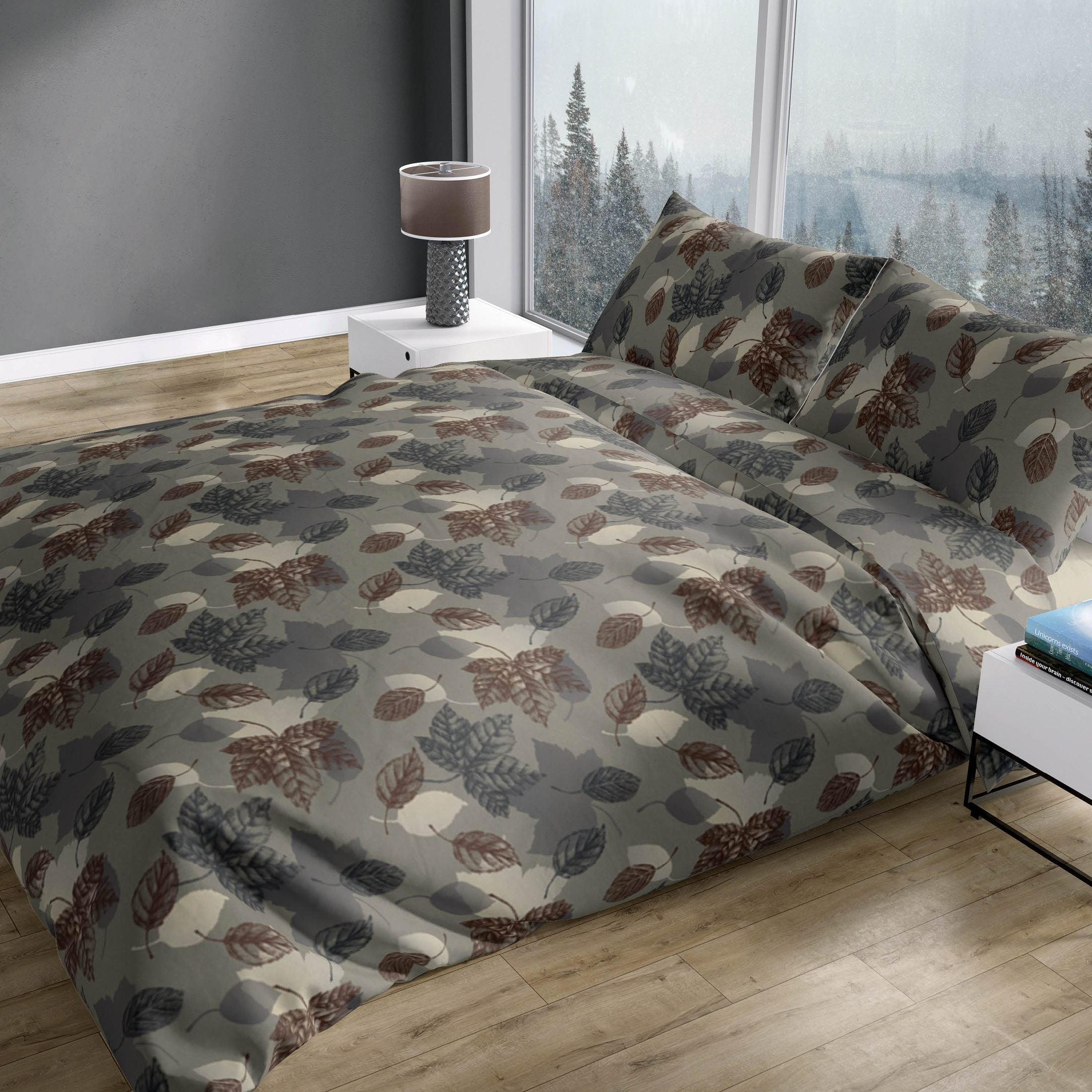 Romanette Dekbedovertrek Flanel Venosc Grijs/Bordo