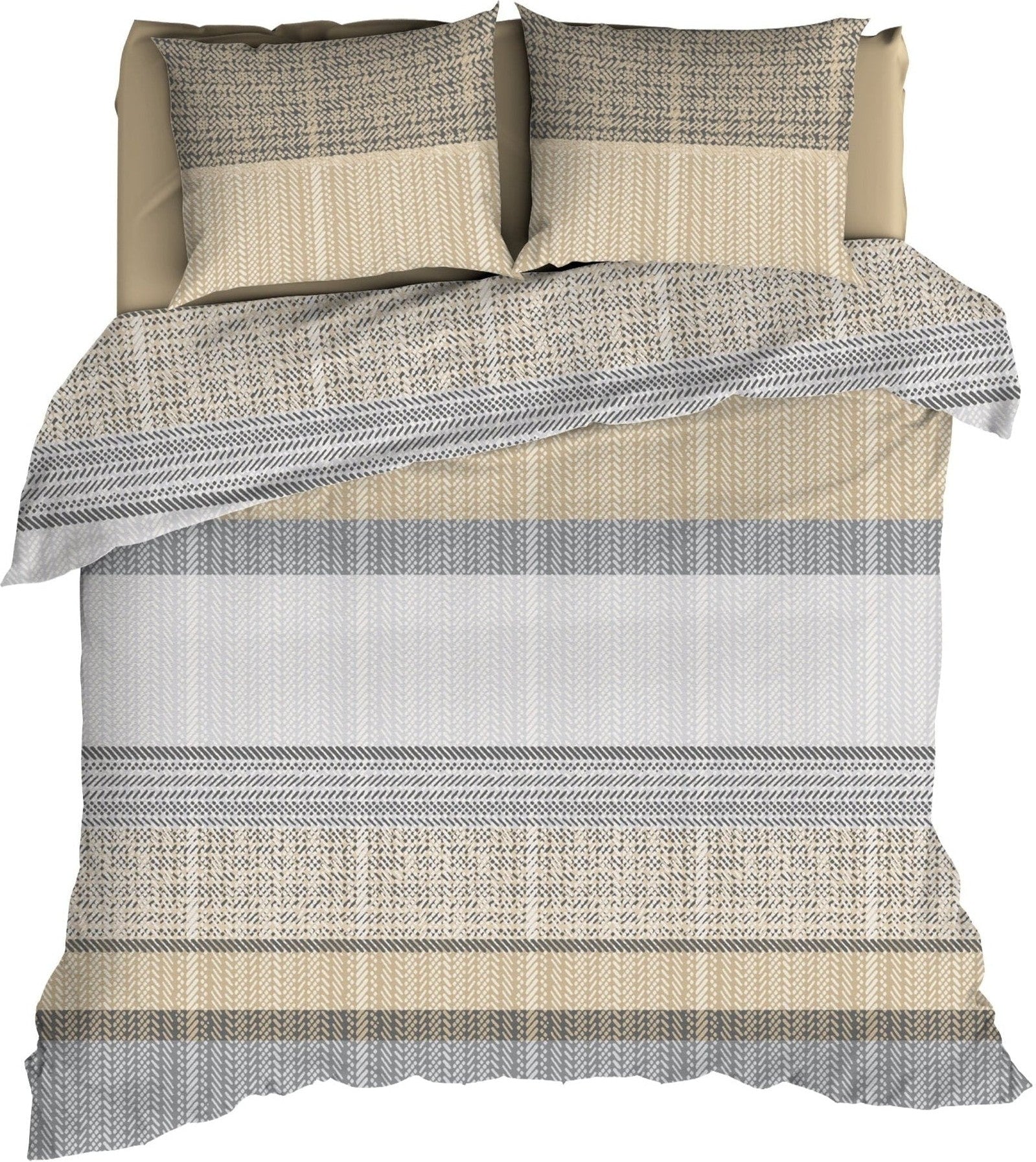 Romanette Housse de couette Flanelle Cortina Beige/Gris