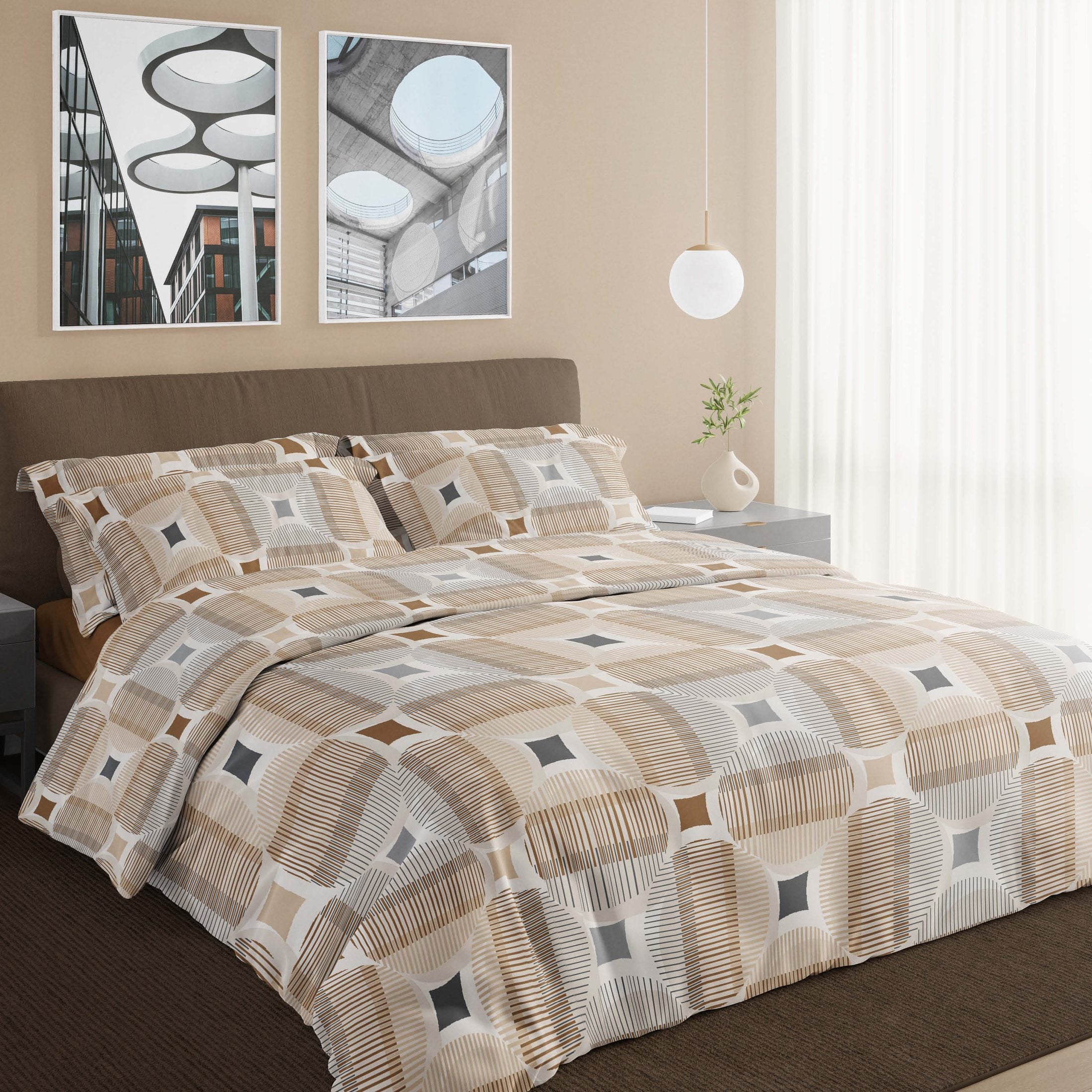 Romanette Dekbedovertrek Katoen Kwadro Beige