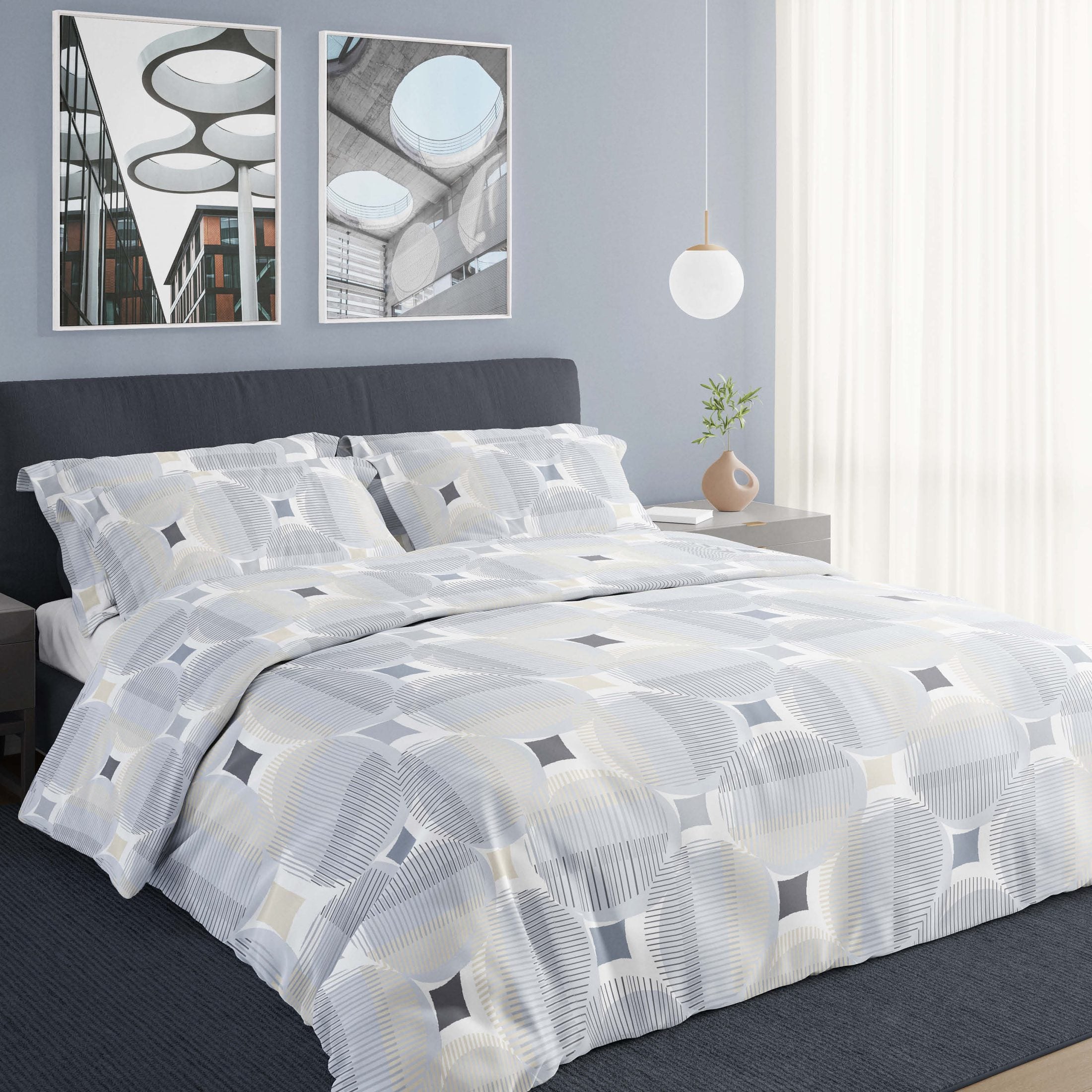 Romanette Dekbedovertrek Katoen Kwadro Silver