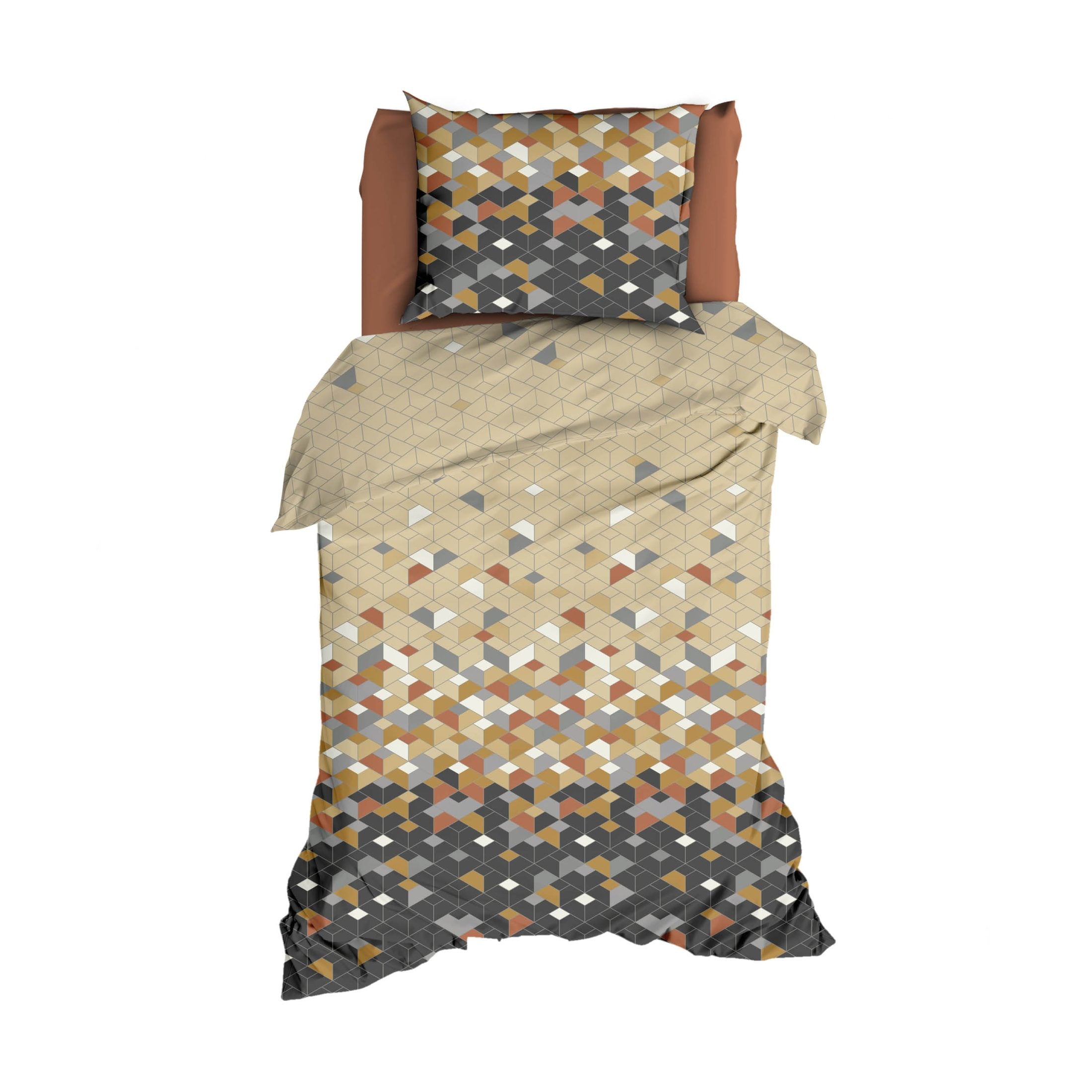 Housse de couette Satin d'Or Satin Scoop - Anthracite/Beige