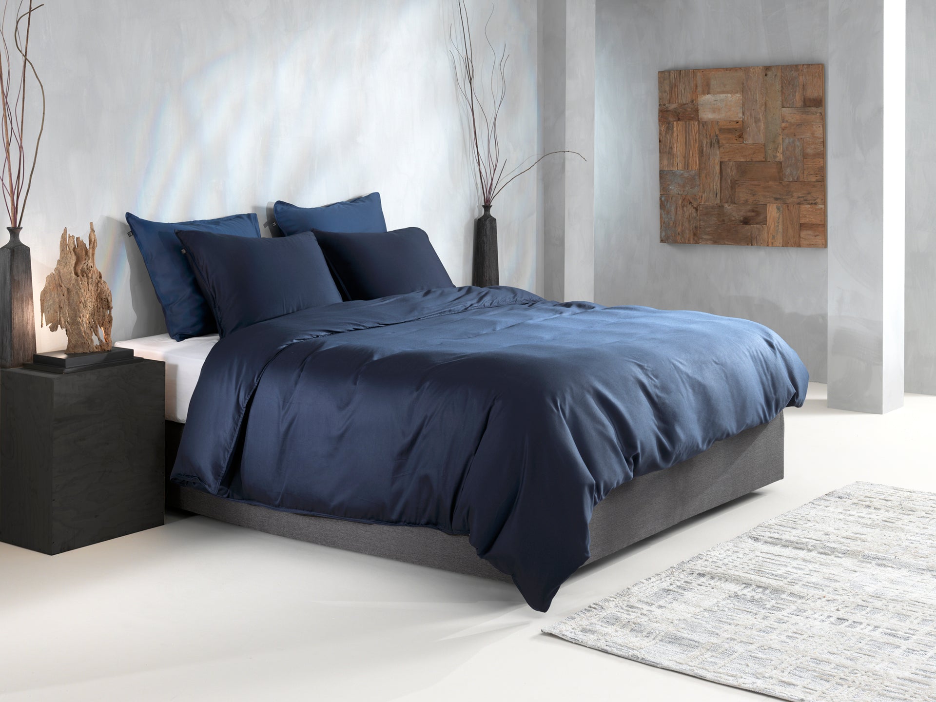 Zo Home Housse de couette Satin Satinado Bleu Marine