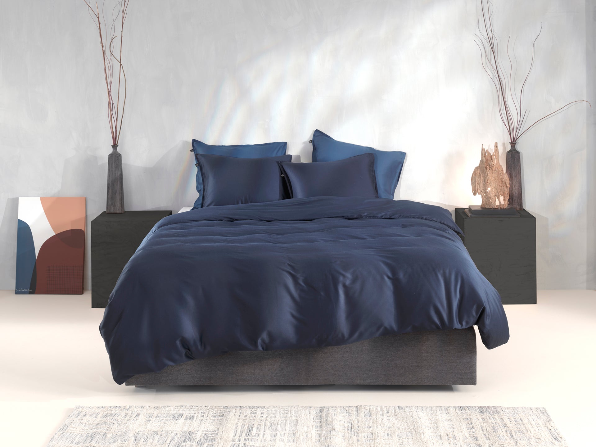 Zo Home Housse de couette Satin Satinado Bleu Marine