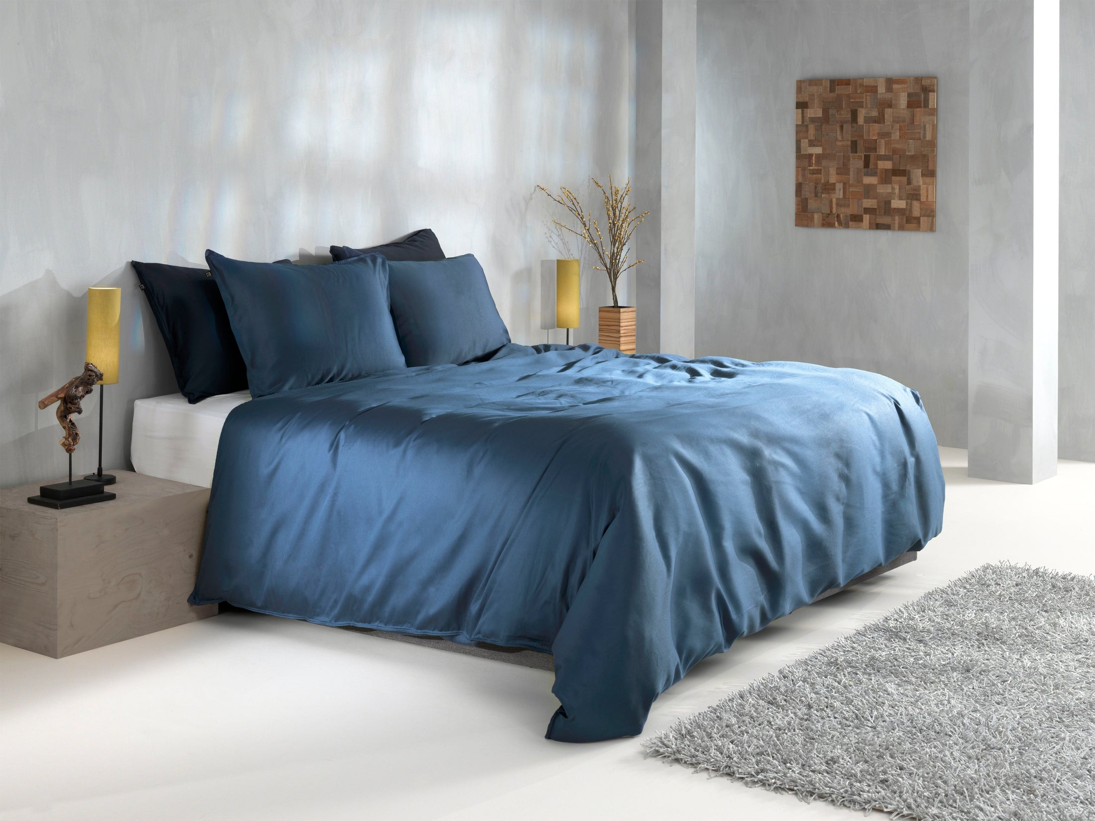 Zo Home Housse de couette Satin Satinado Soirée Bleu