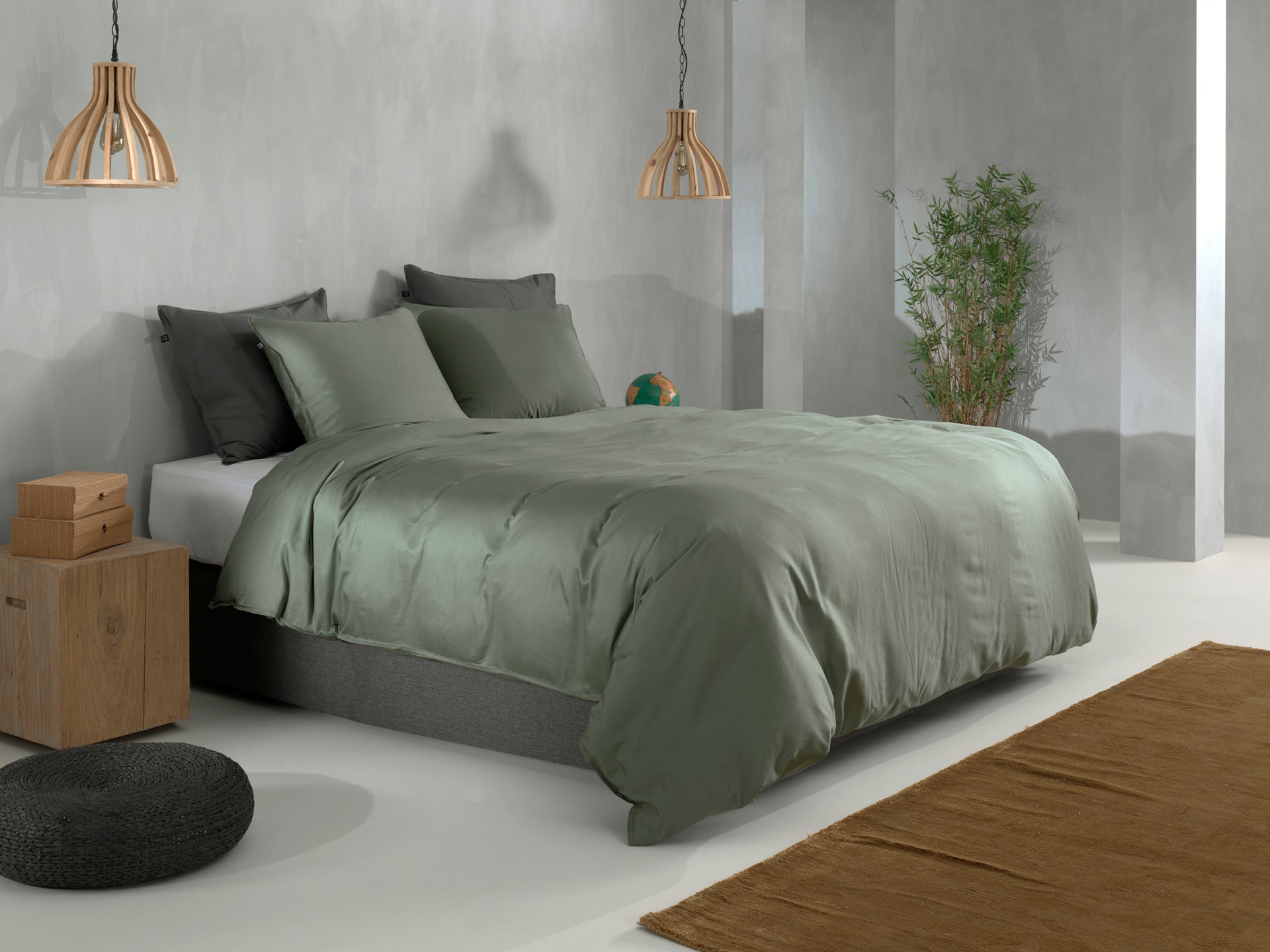 Zo Home Housse de couette Satin Satinado Vert Armée