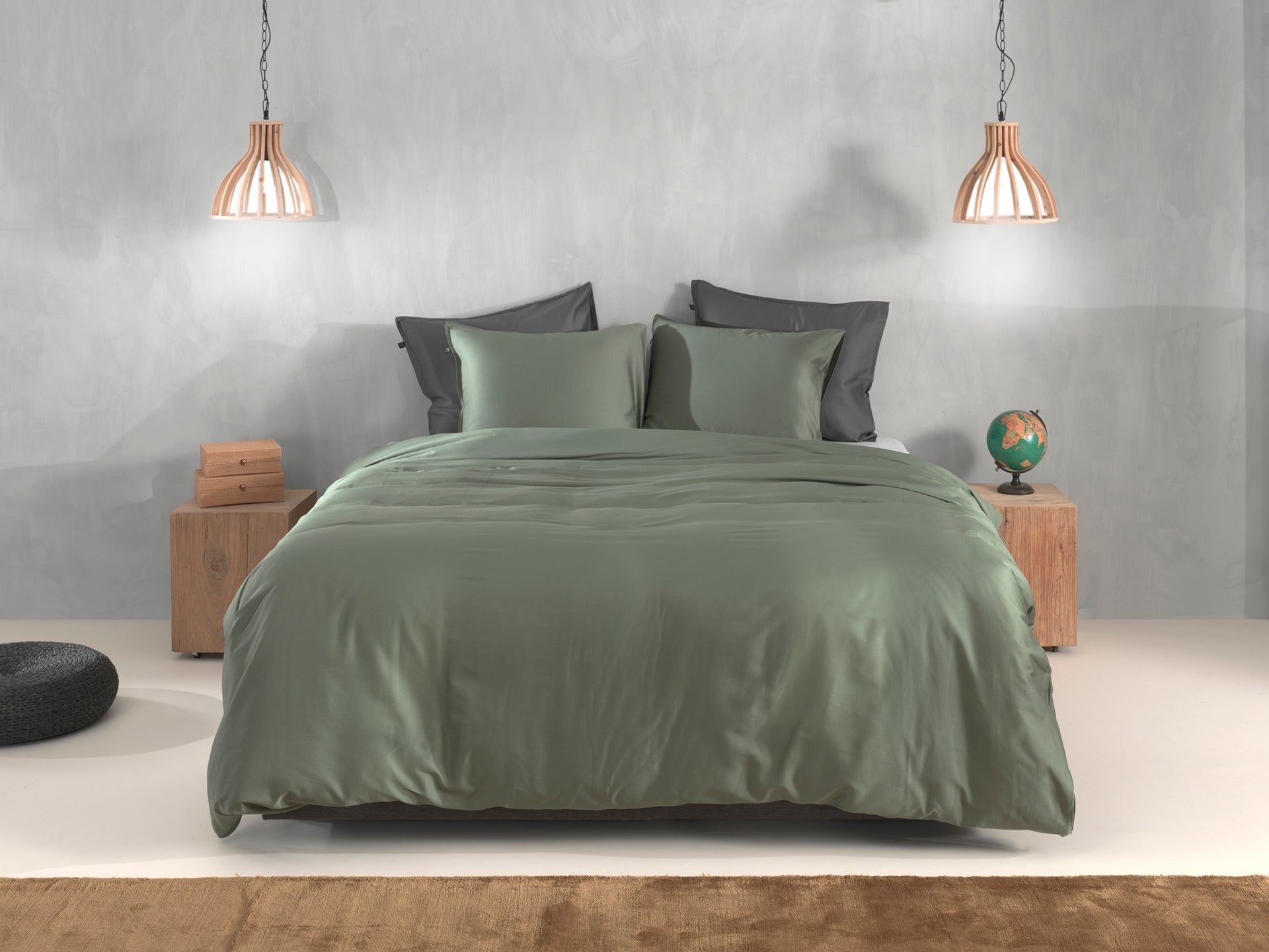 Zo Home Housse de couette Satin Satinado Vert Armée