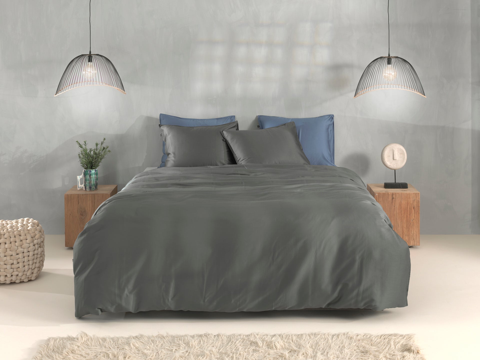 Zo Home Housse de couette Satin Satinado Classique Anthracite