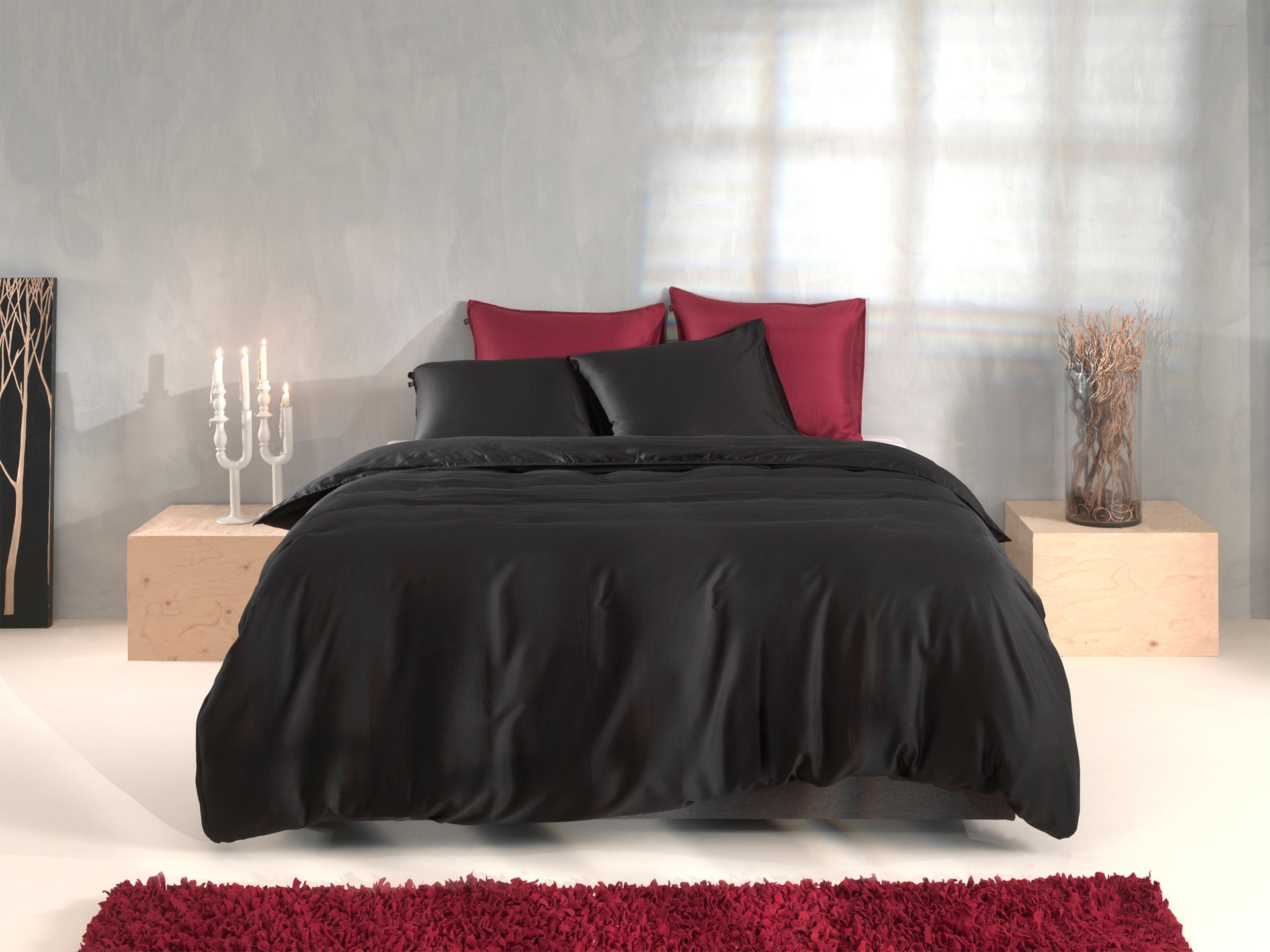 Zo Home Housse de Couette Satin Satinado Nuit Noir