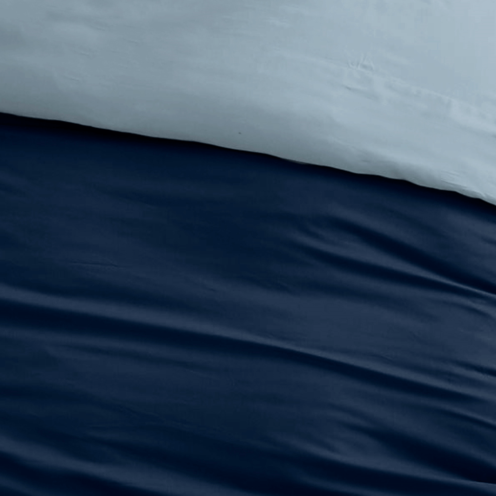 Housse de Couette Sleepnight Coton Bicolore Bleu