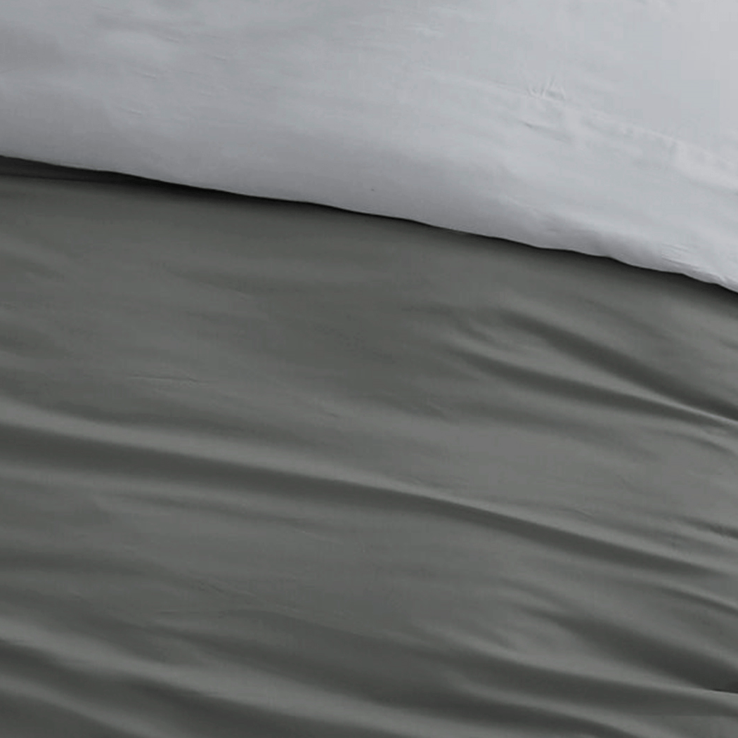 Housse de Couette Sleepnight Coton Bicolore Gris