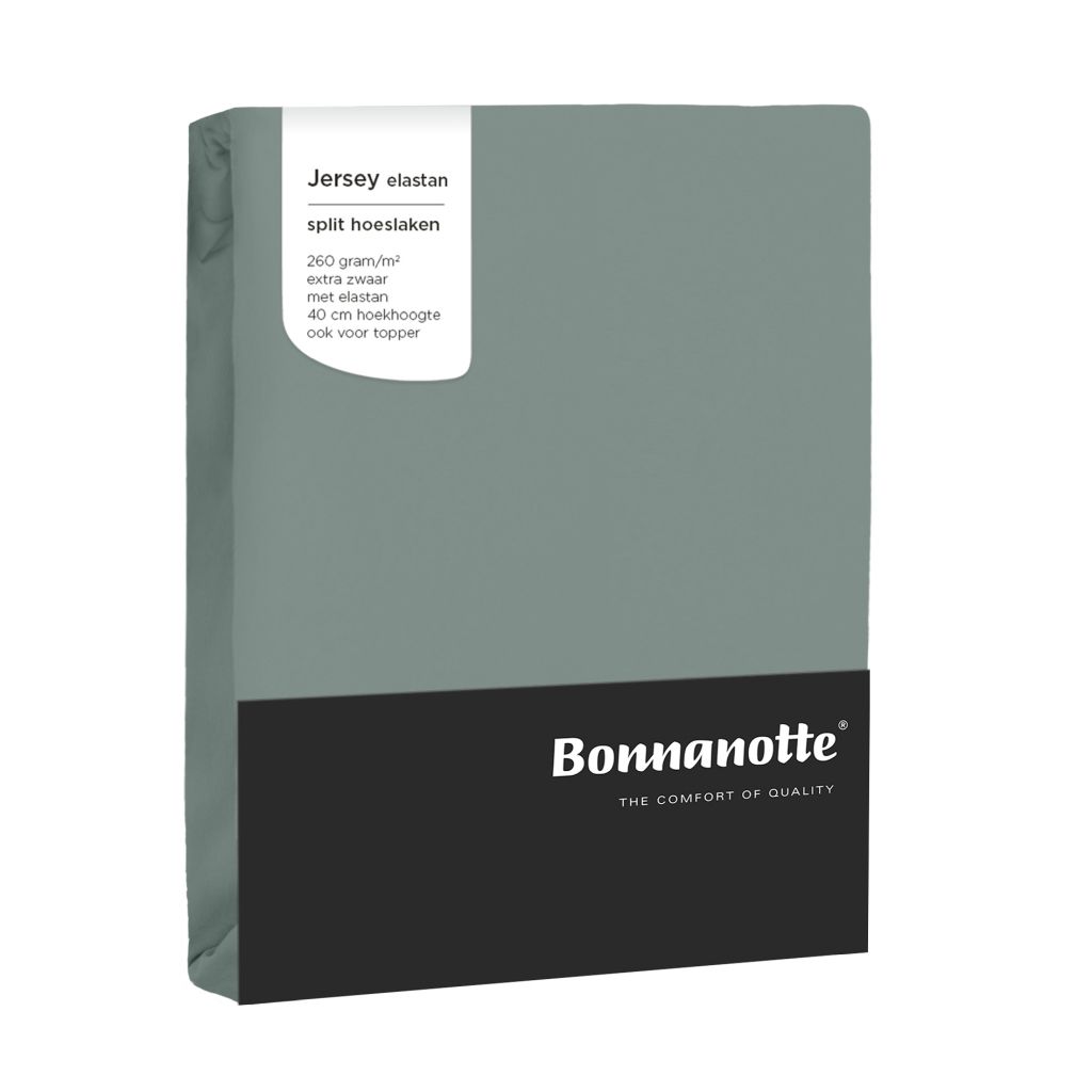 Bonnanotte hoeslaken duo split jersey elastan zachtgroen