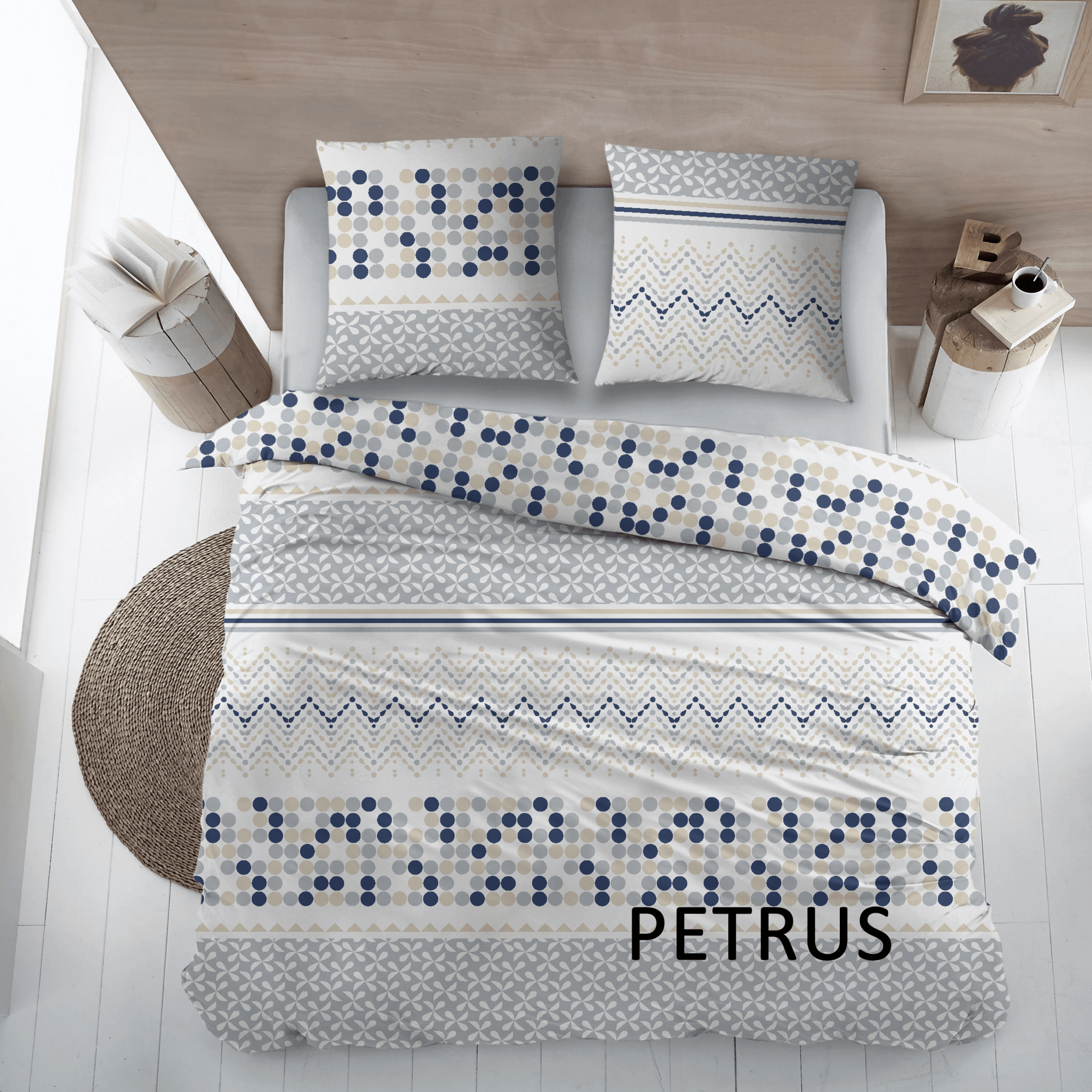 Cottons Dekbedovertrek Dekbedovertrek Katoen Petrus Blue