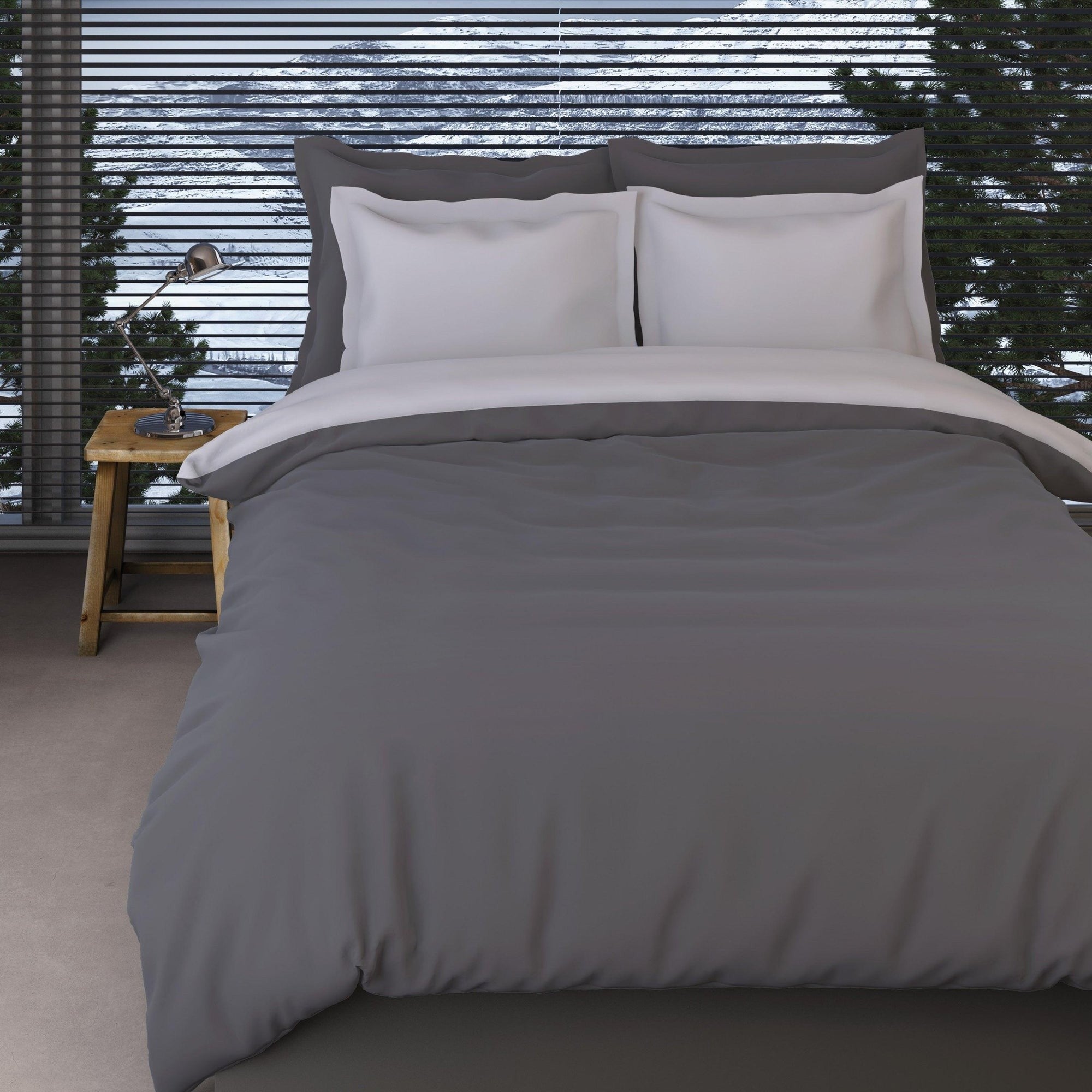 Romanette dekbedovertrek flanel Comtesse antraciet Silver