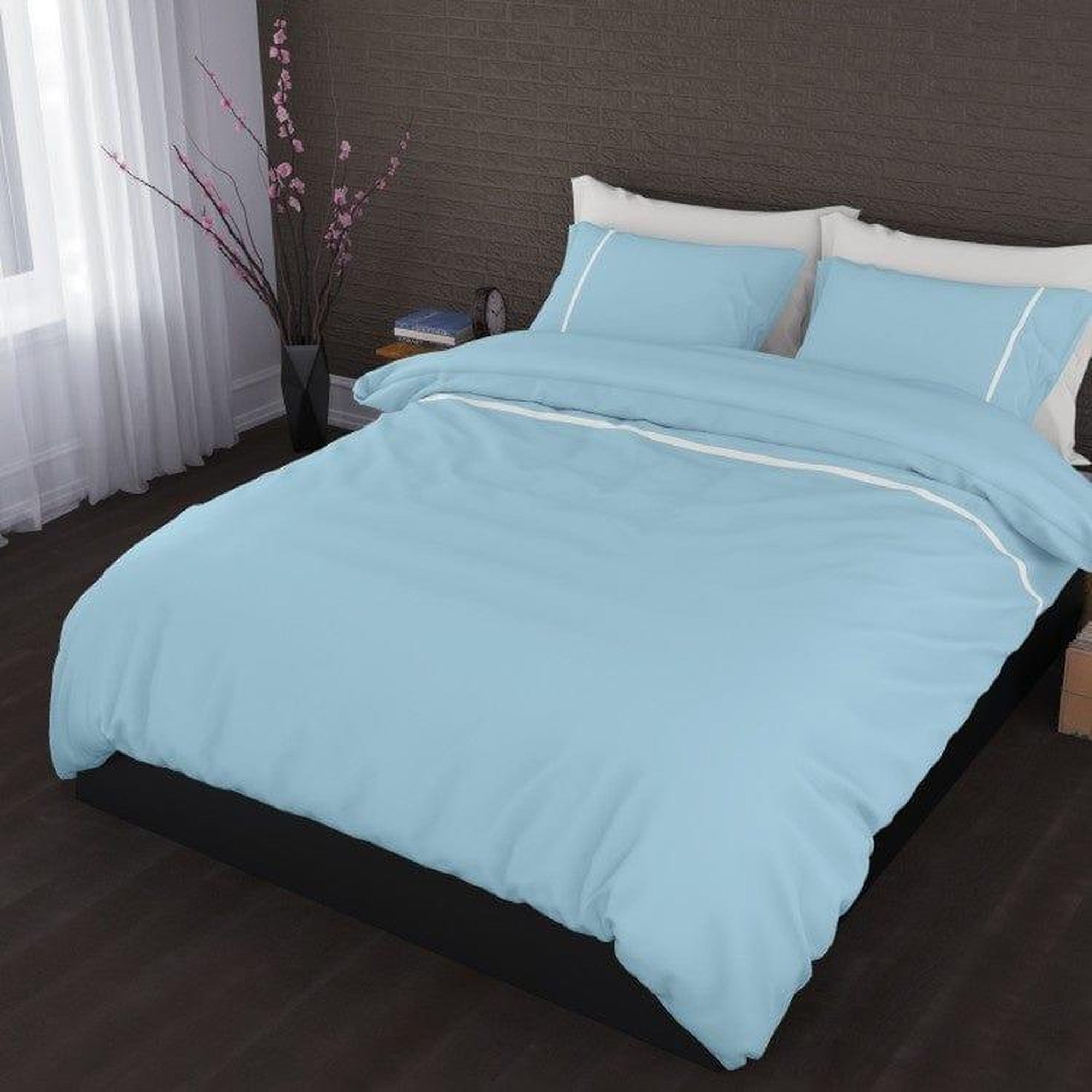 Cascina Colorini dekbedovertrek percale Divina bleu wit