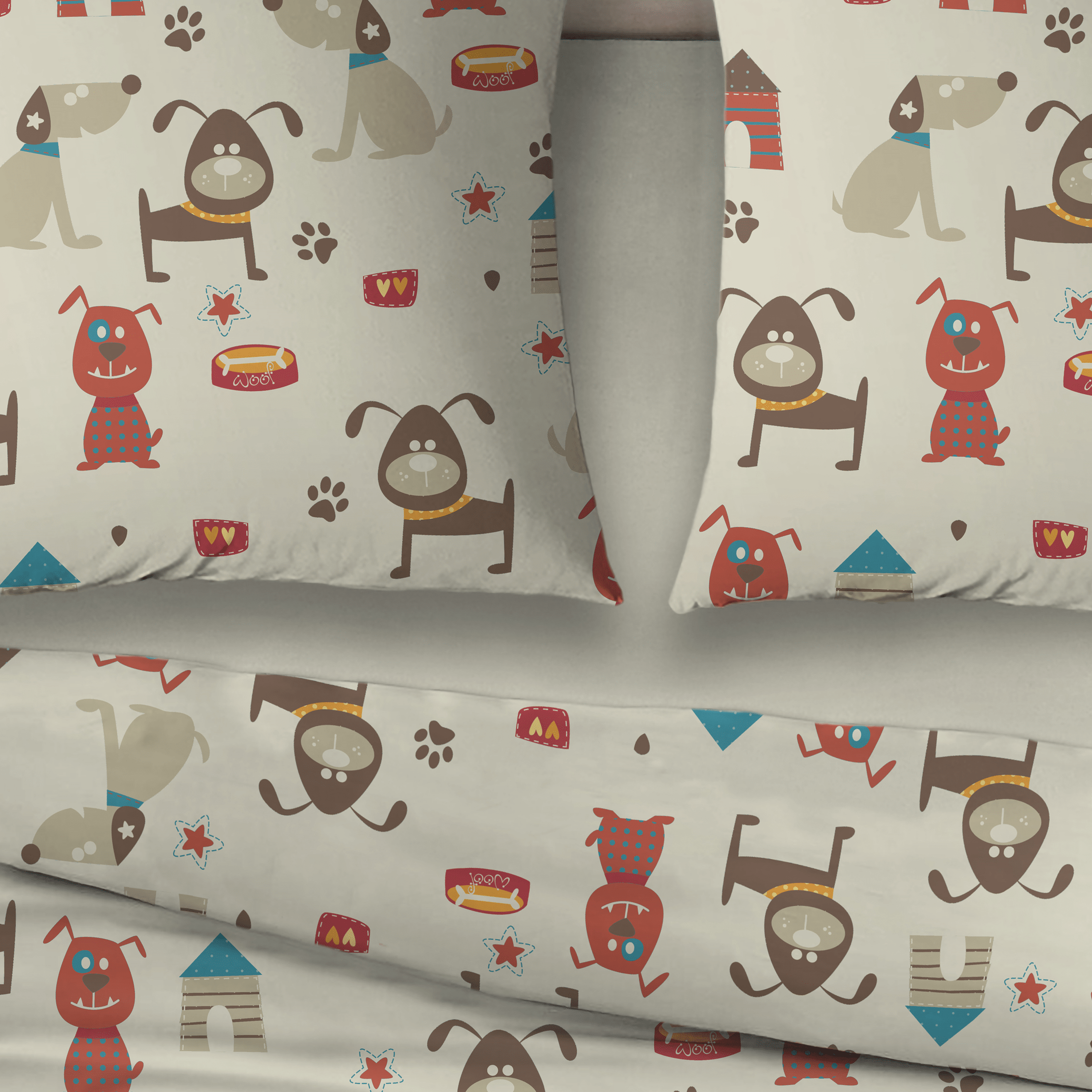 Sleepnight Housse de Couette Flanelle Chiens