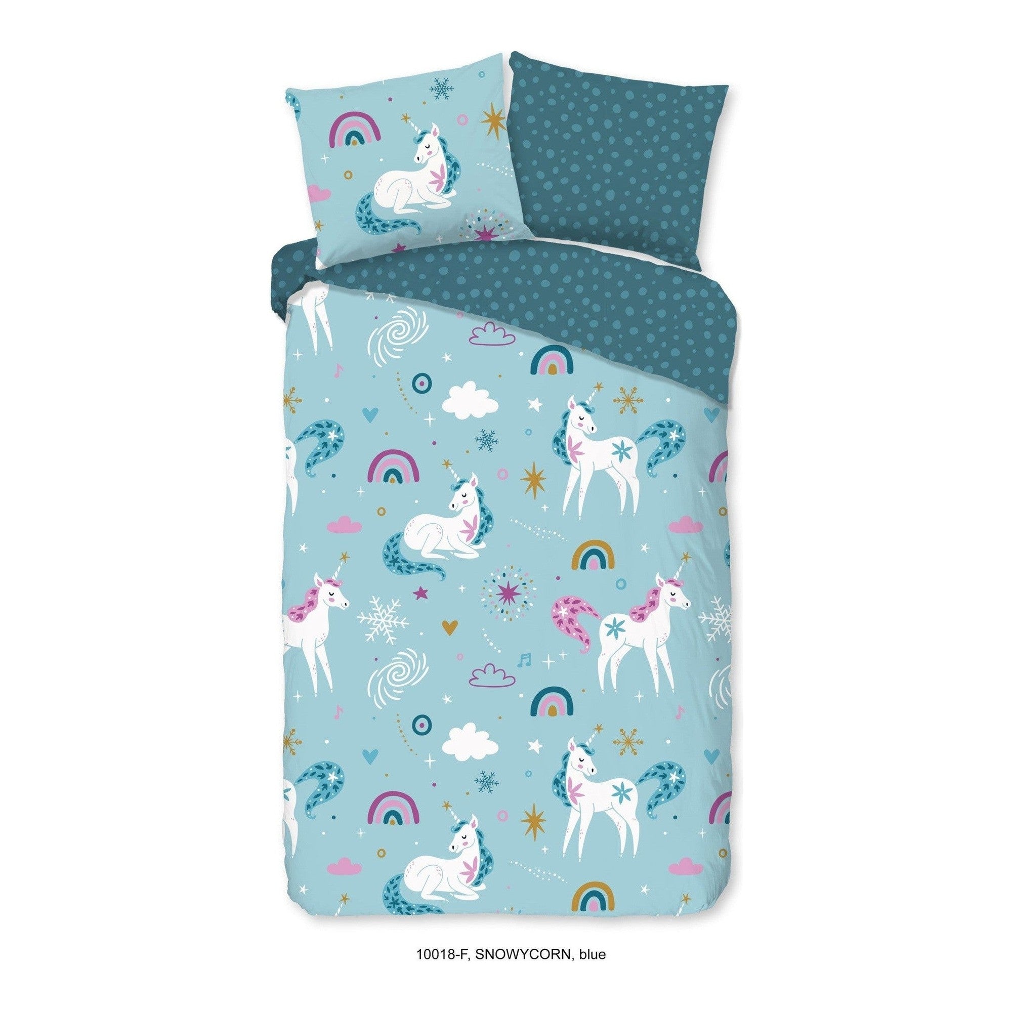 Good Morning dekbedovertrek flanel Snowycorn blauw