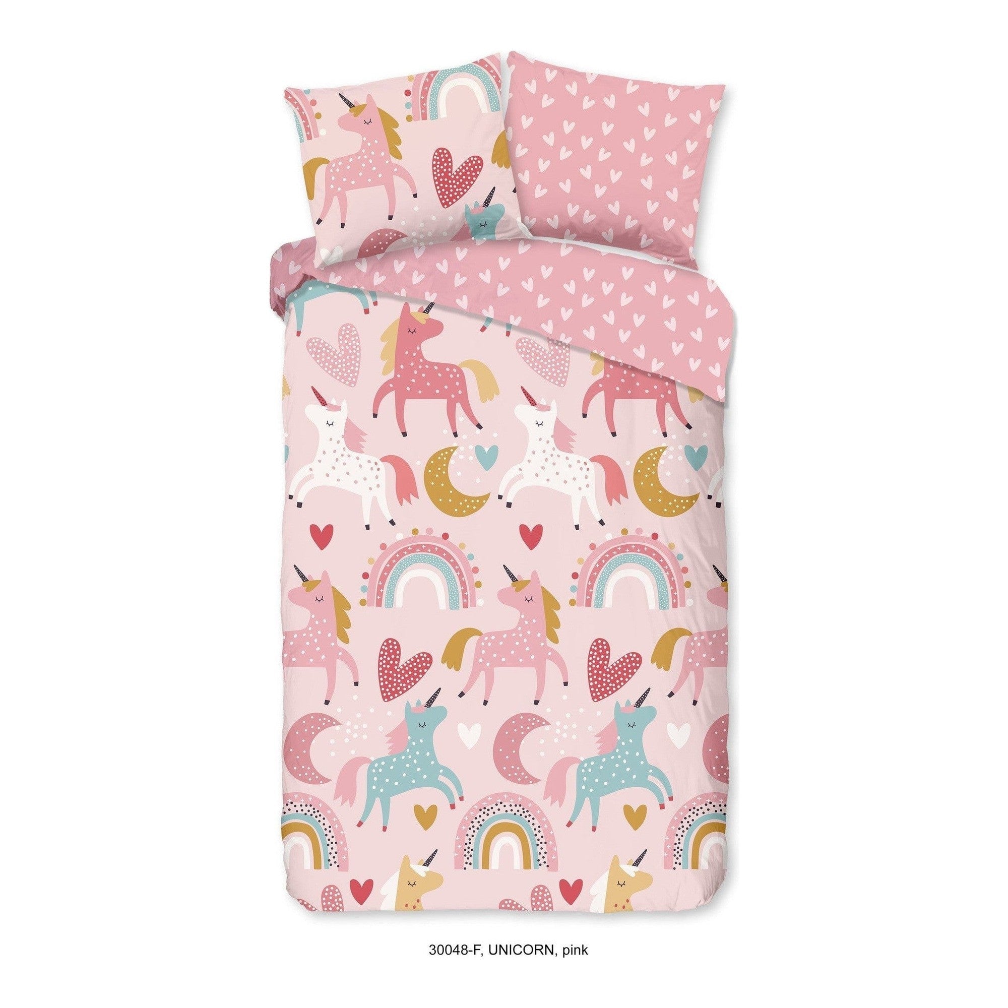 Good Morning dekbedovertrek flanel Unicorn roze