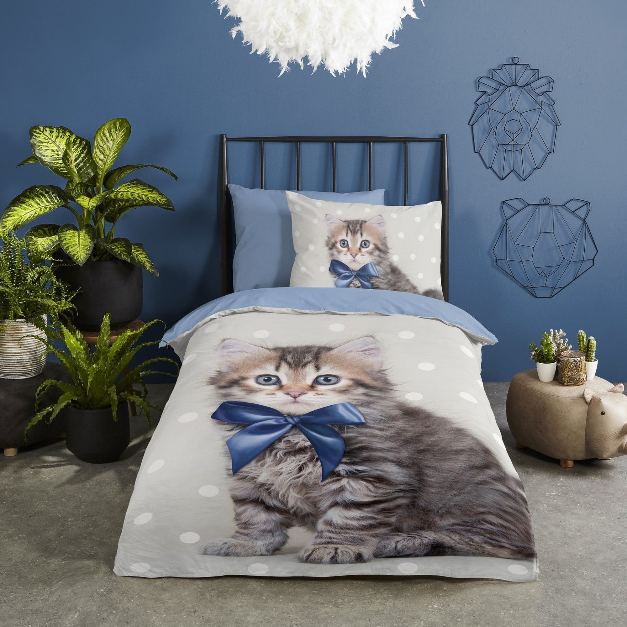 Good Morning Housse de Couette Coton Mae Bleu