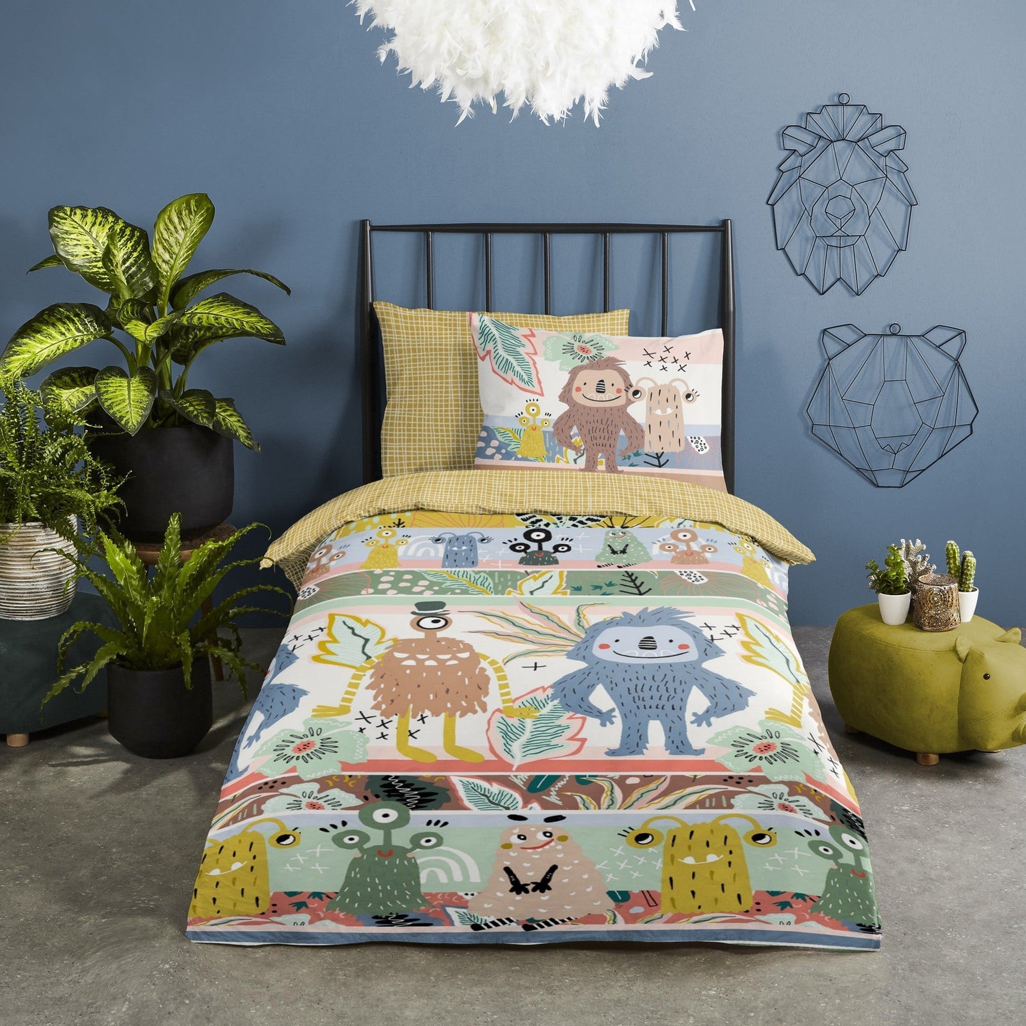 Good Morning Housse de Couette Coton Monstres Multi