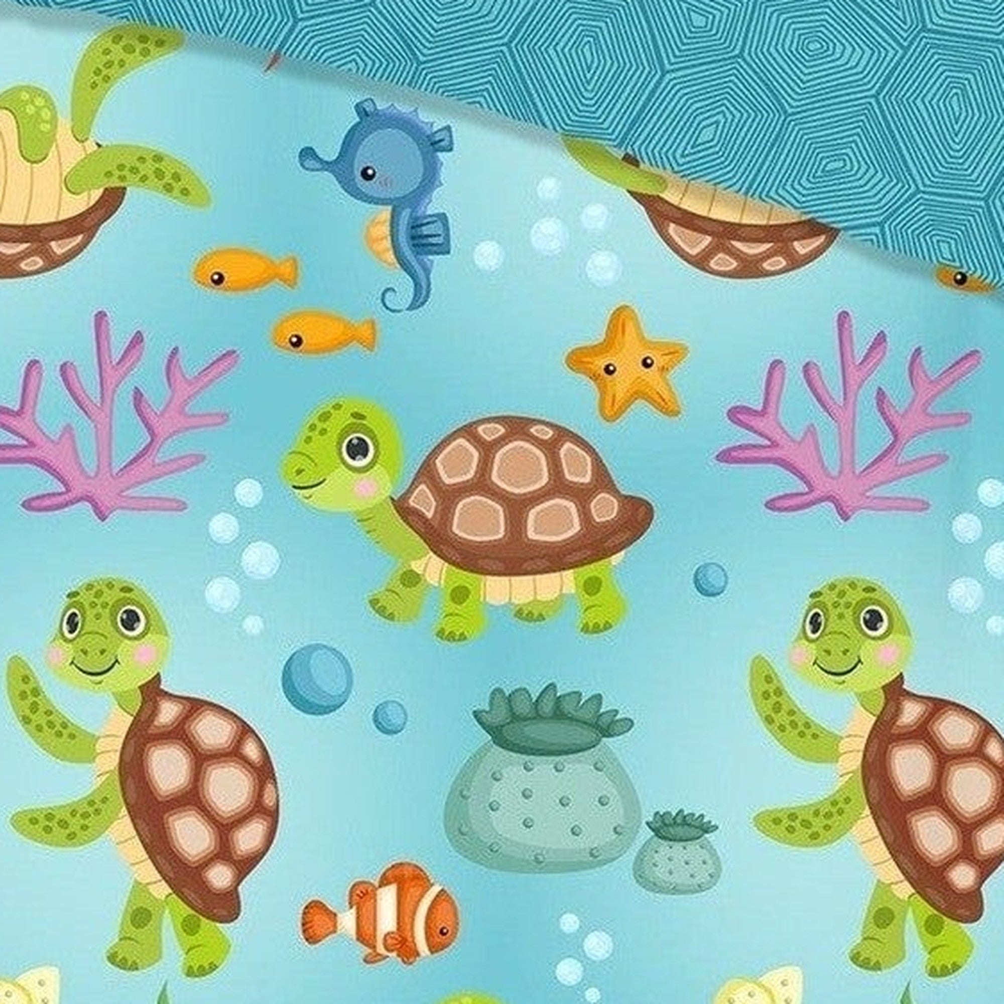 Good Morning Dekbedovertrek Katoen Turtles Blauw