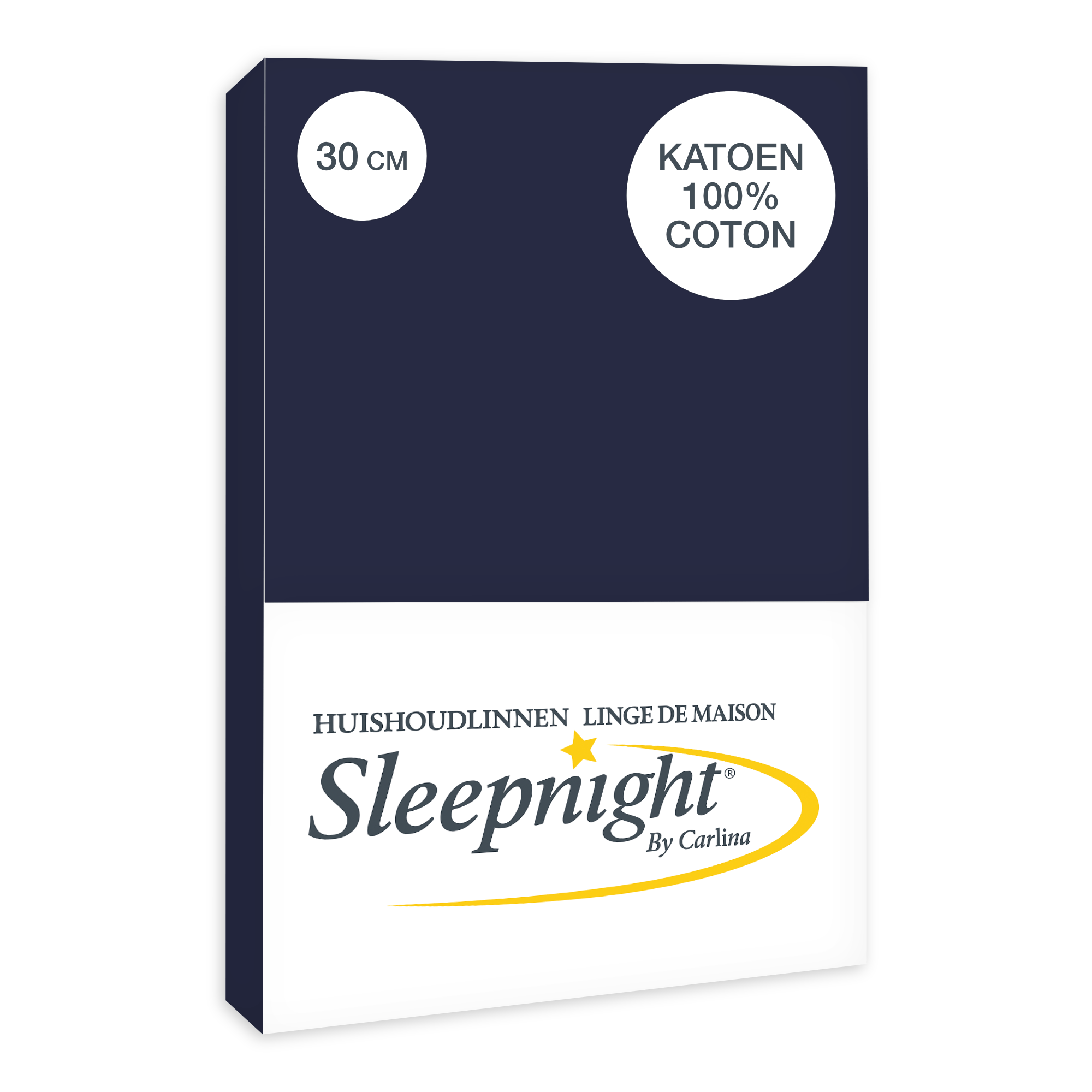 Drap-housse Sleepnight en coton 30 cm bleu marine