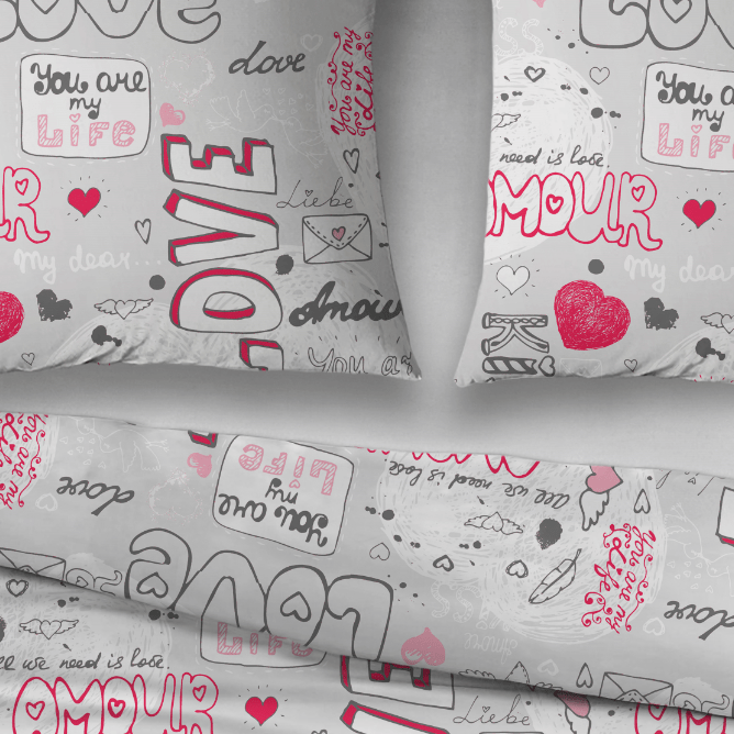 Sleepnight Housse de Couette Flanelle Baiser