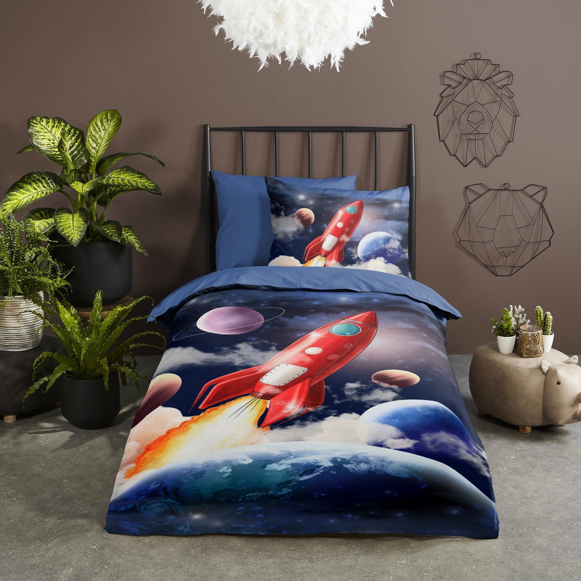 Housse de Couette Pure Microfibre Bleu Fusée