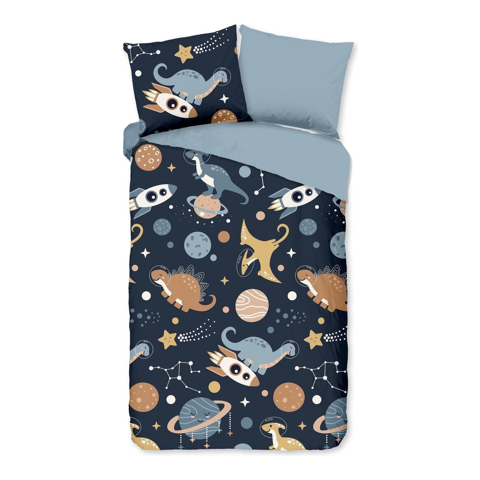 Pure dekbedovertrek Microfiber Spacedino blauw