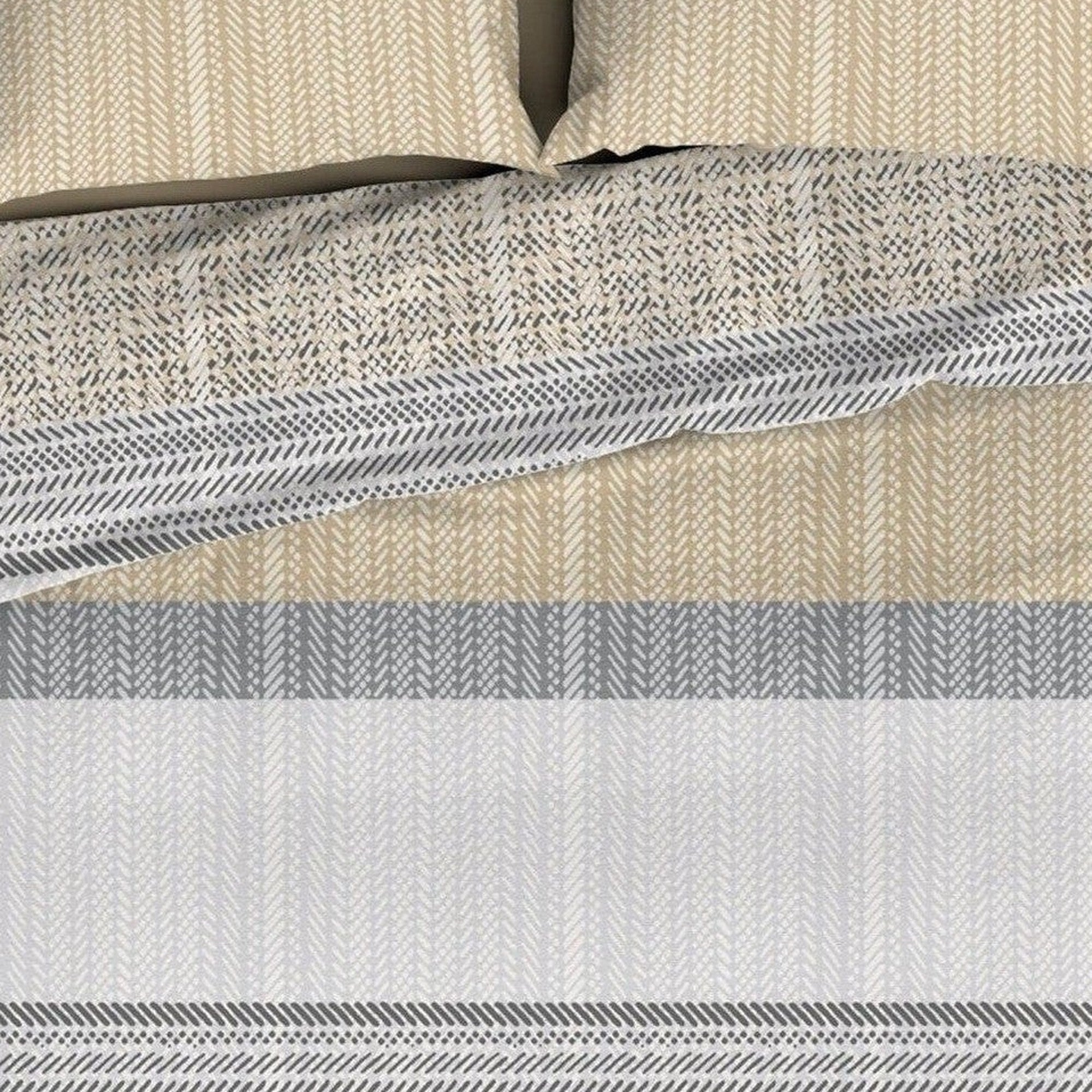 Romanette dekbedovertrek flanel Cortina Beige/Grijs