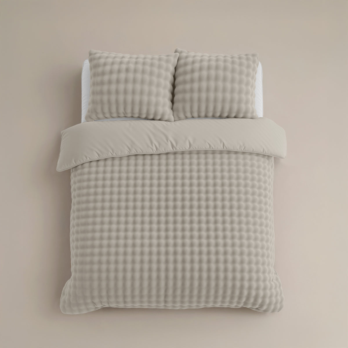 Sleeptime Dekbedovertrek Nepbont Pompom Beige