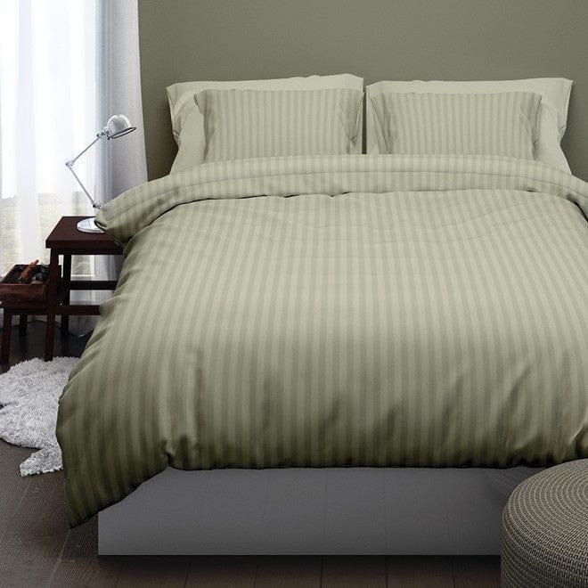 Satin d'Or Dekbedovertrek Dekbedovertrek Satijn Satijnstreep Khaki