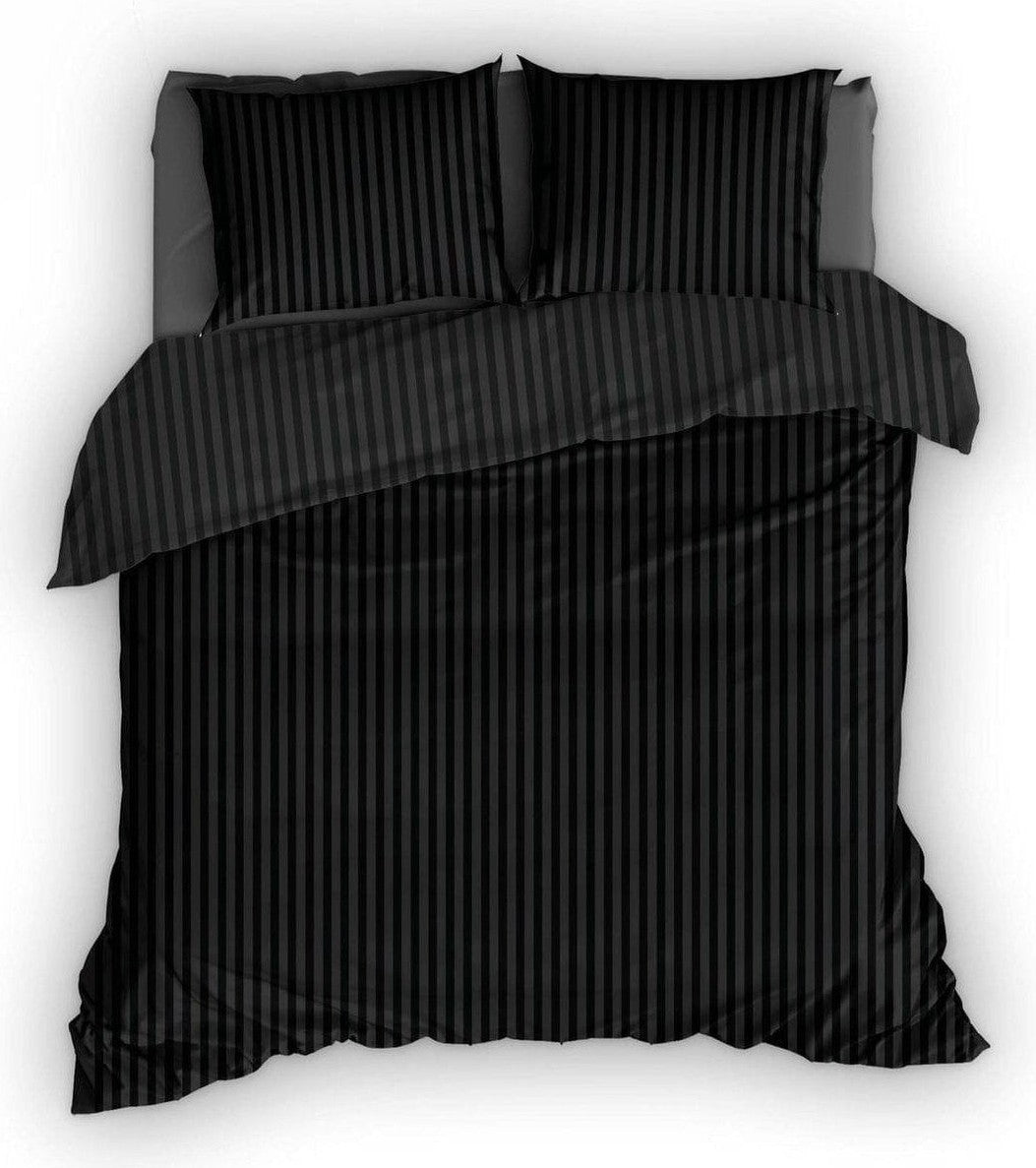Satin d'Or Dekbedovertrek Dekbedovertrek Satijn Satijnstreep Zwart