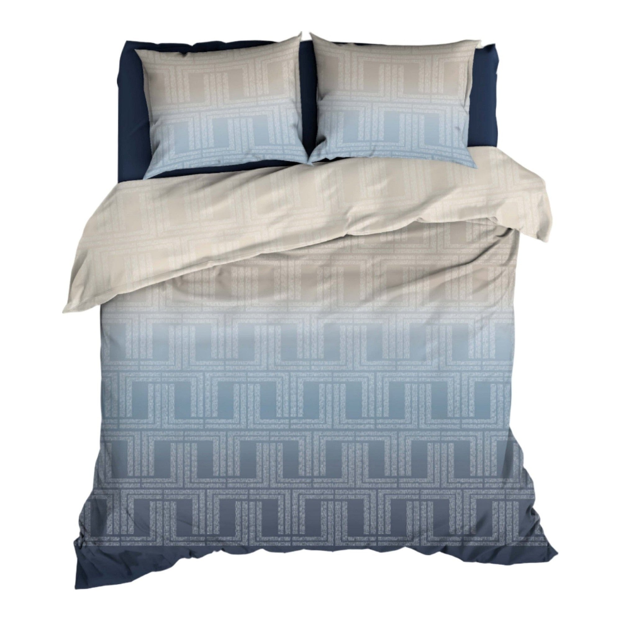 Satin d'Or dekbedovertrek satijn Albenga blauw / beige
