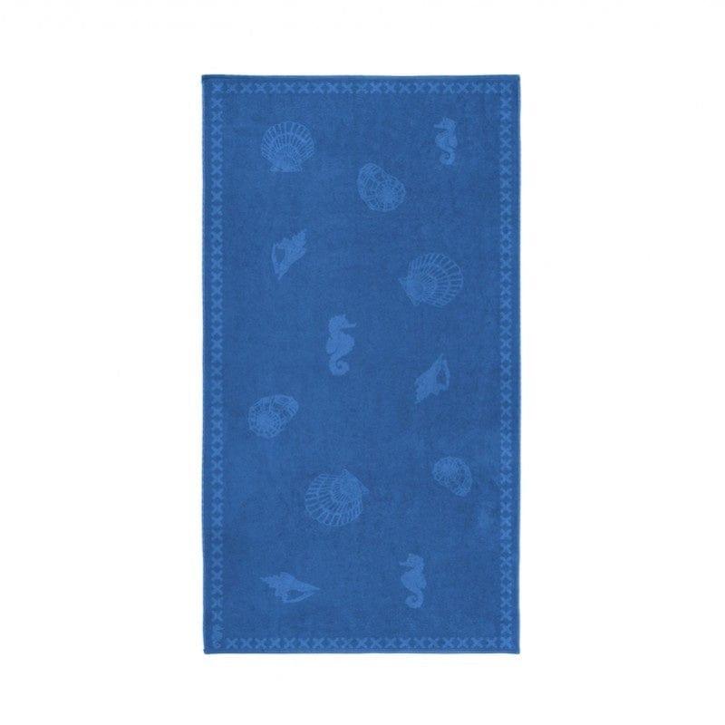 Seahorse Strandlaken 100 x 200 cm Strandlaken Shells Brilliant Blue