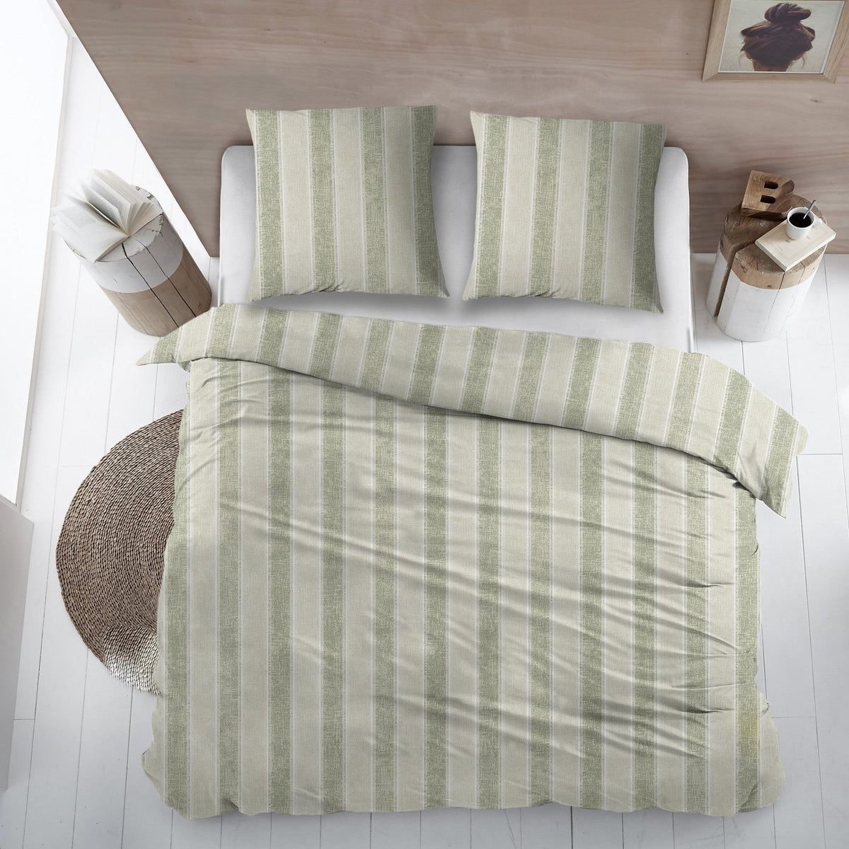 Sleepnight dekbedovertrek flanel Penelope groen