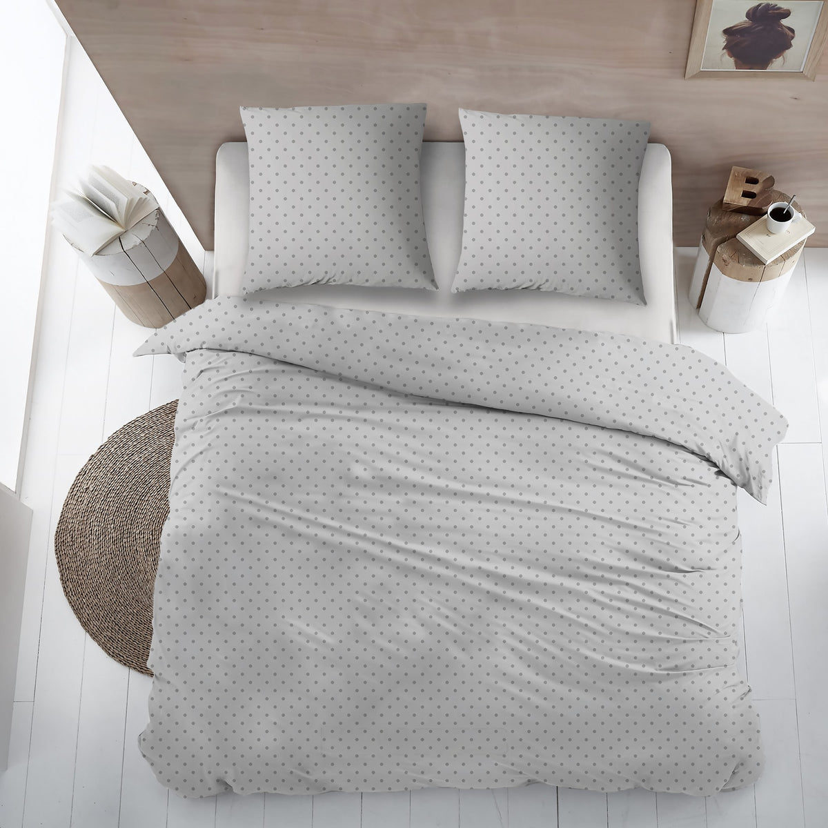 Sleepnight dekbedovertrek percale Noisettes gris