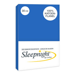 Drap-housse Sleepnight en flanelle 30 cm bleu