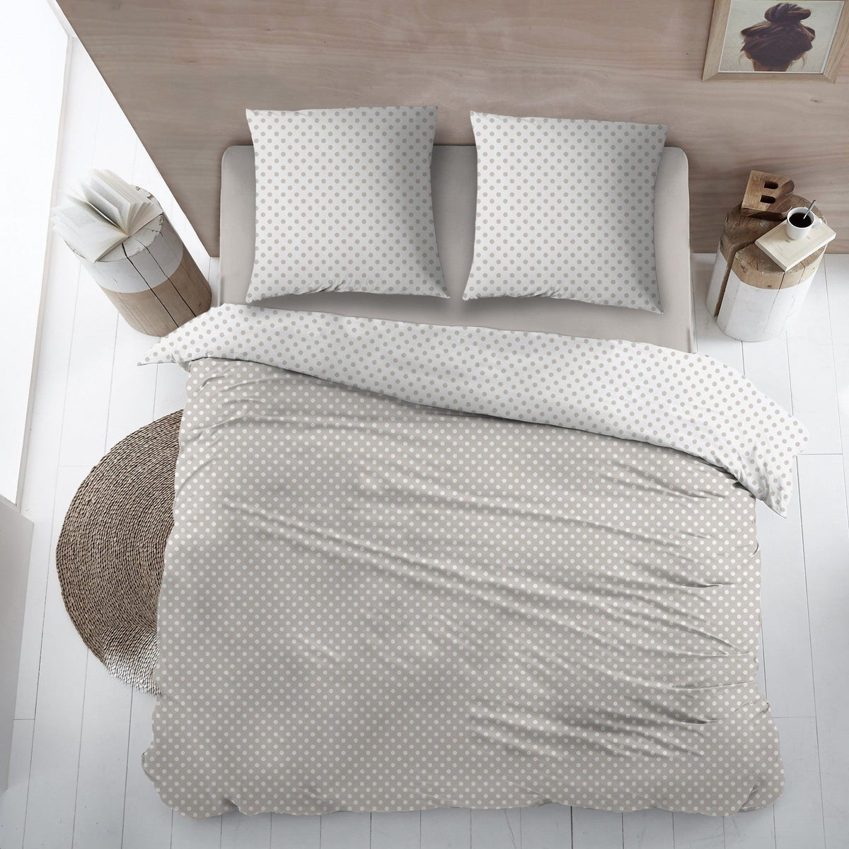 Sleepnight lakenset flanel Pierrot taupe