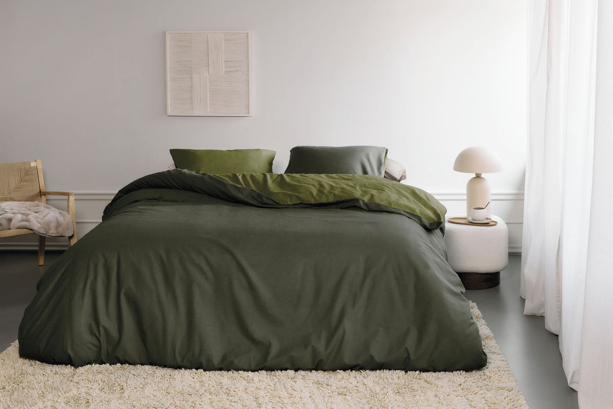 Beddinghouse dekbedovertrek flanel Warm groen