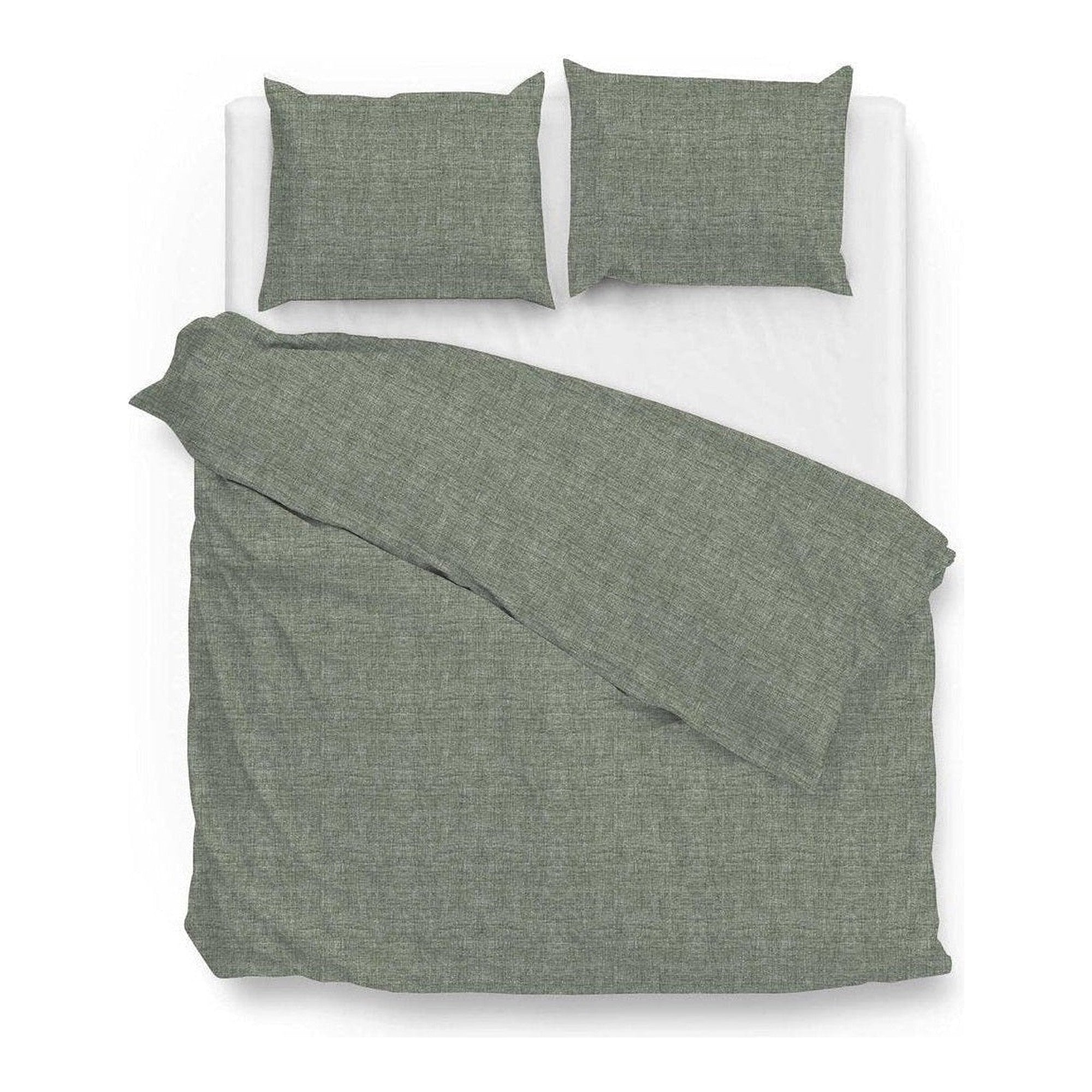 Zo Home dekbedovertrek Lino Army Green katoen