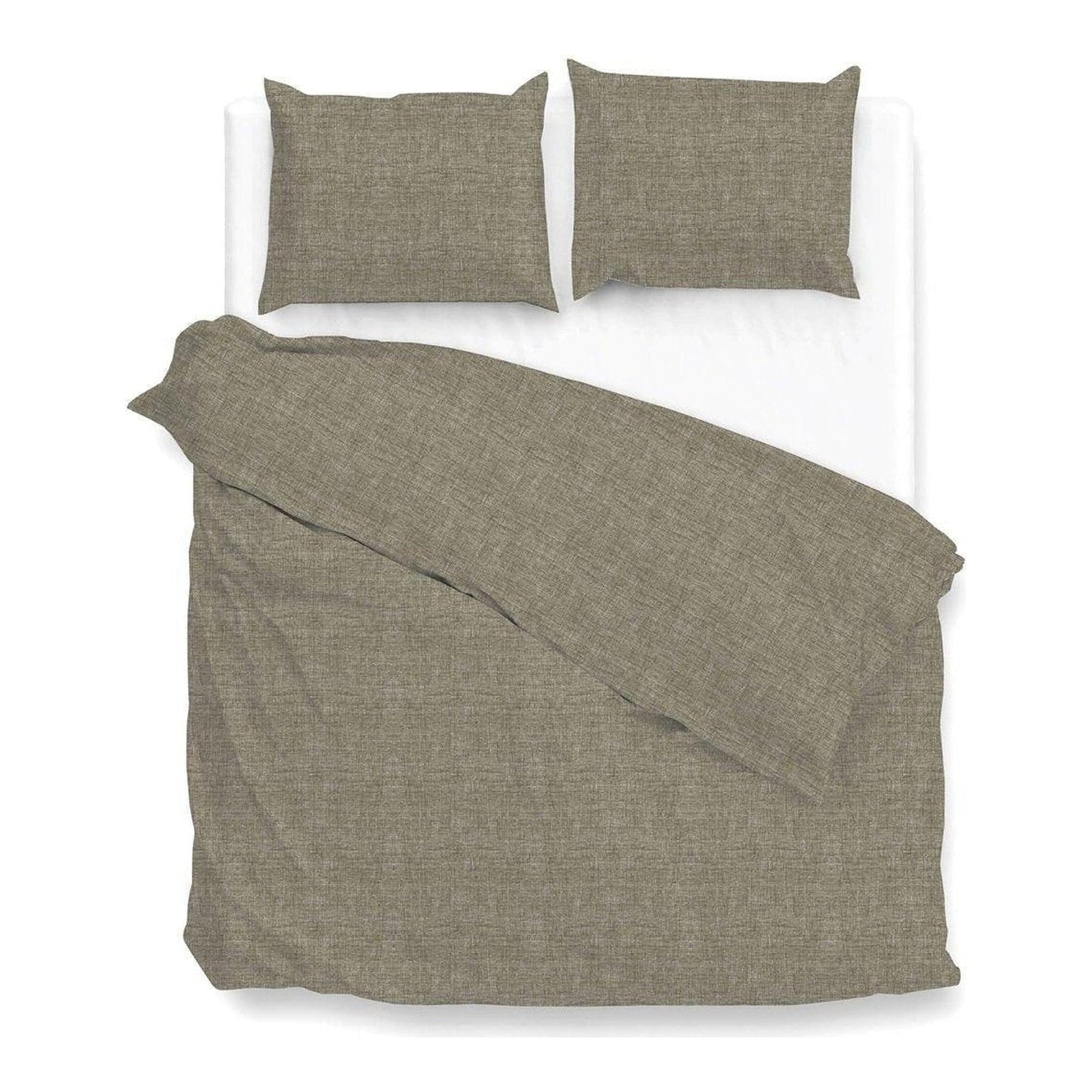 Zo Home dekbedovertrek Lino Palm taupe katoen