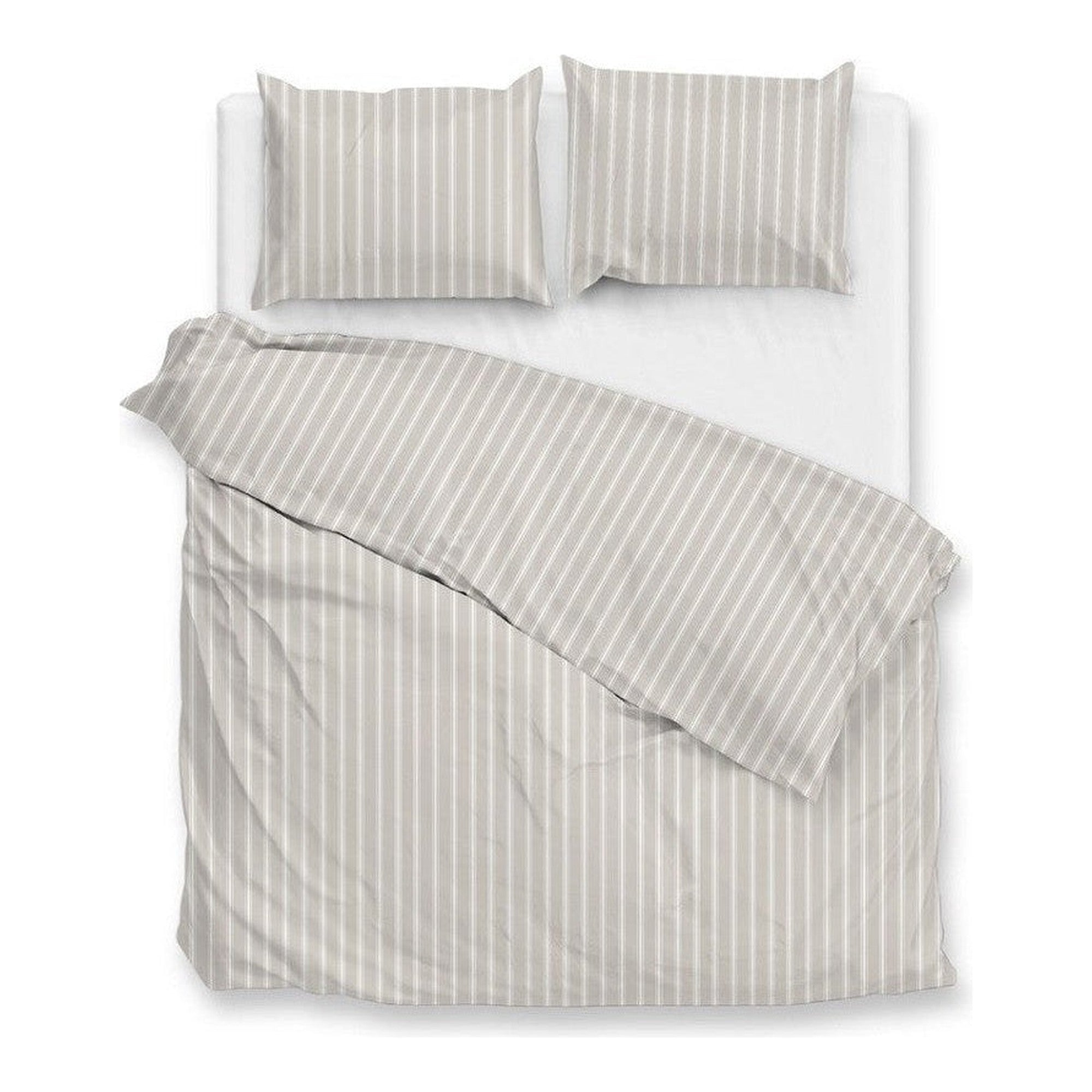 Zo Home dekbedovertrek percale Righe di Percalle Light taupe