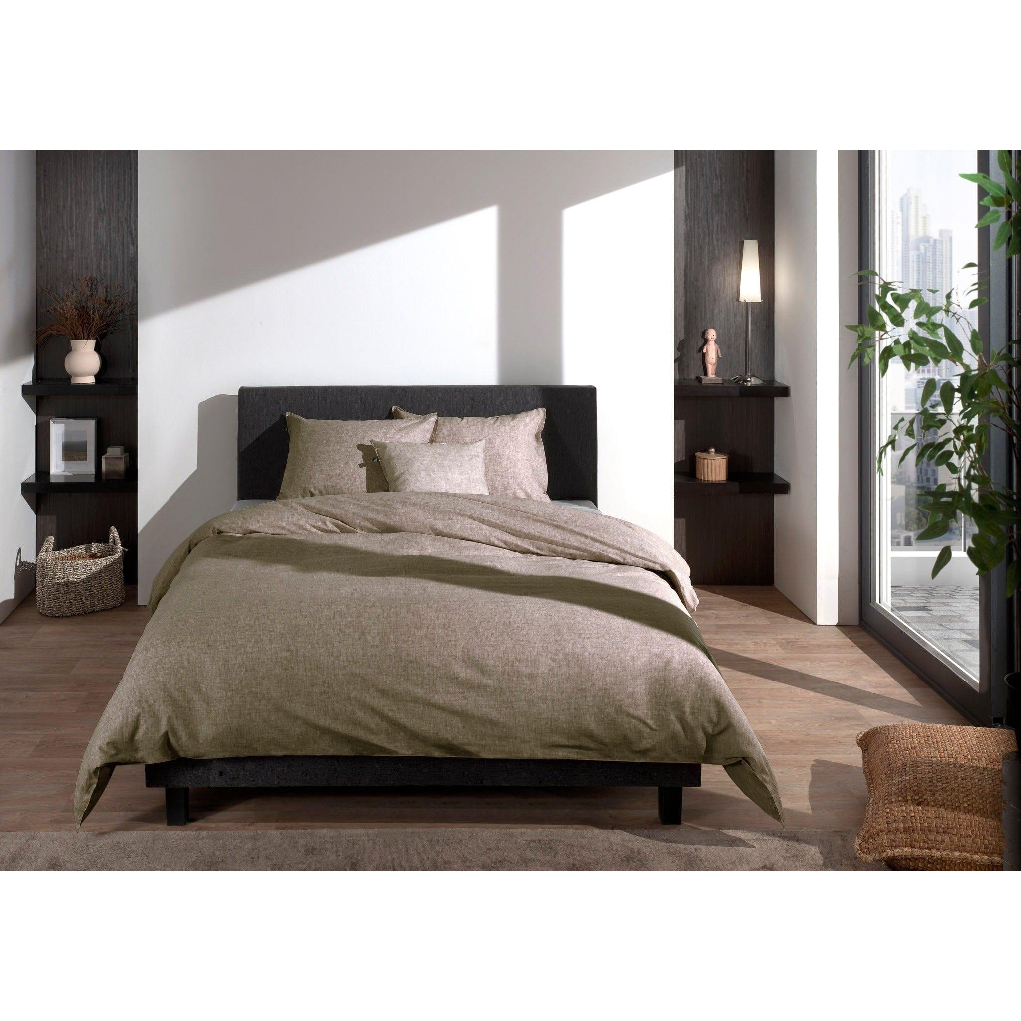 Zo Home Dekbedovertrek Zo Home Dekbedovertrek Lino Palm-Taupe Katoen