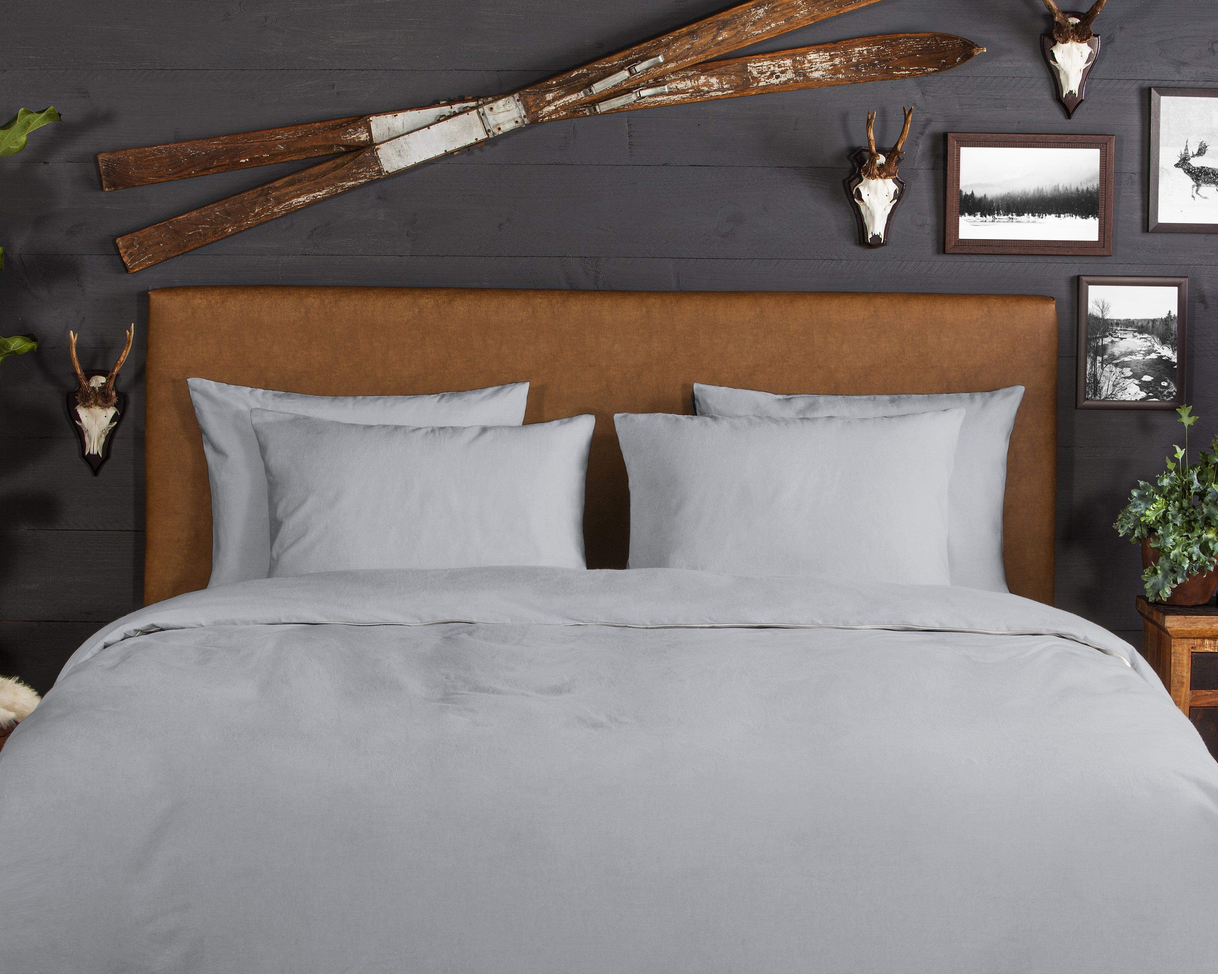 Good Morning Housse de couette en flanelle unie - Argent