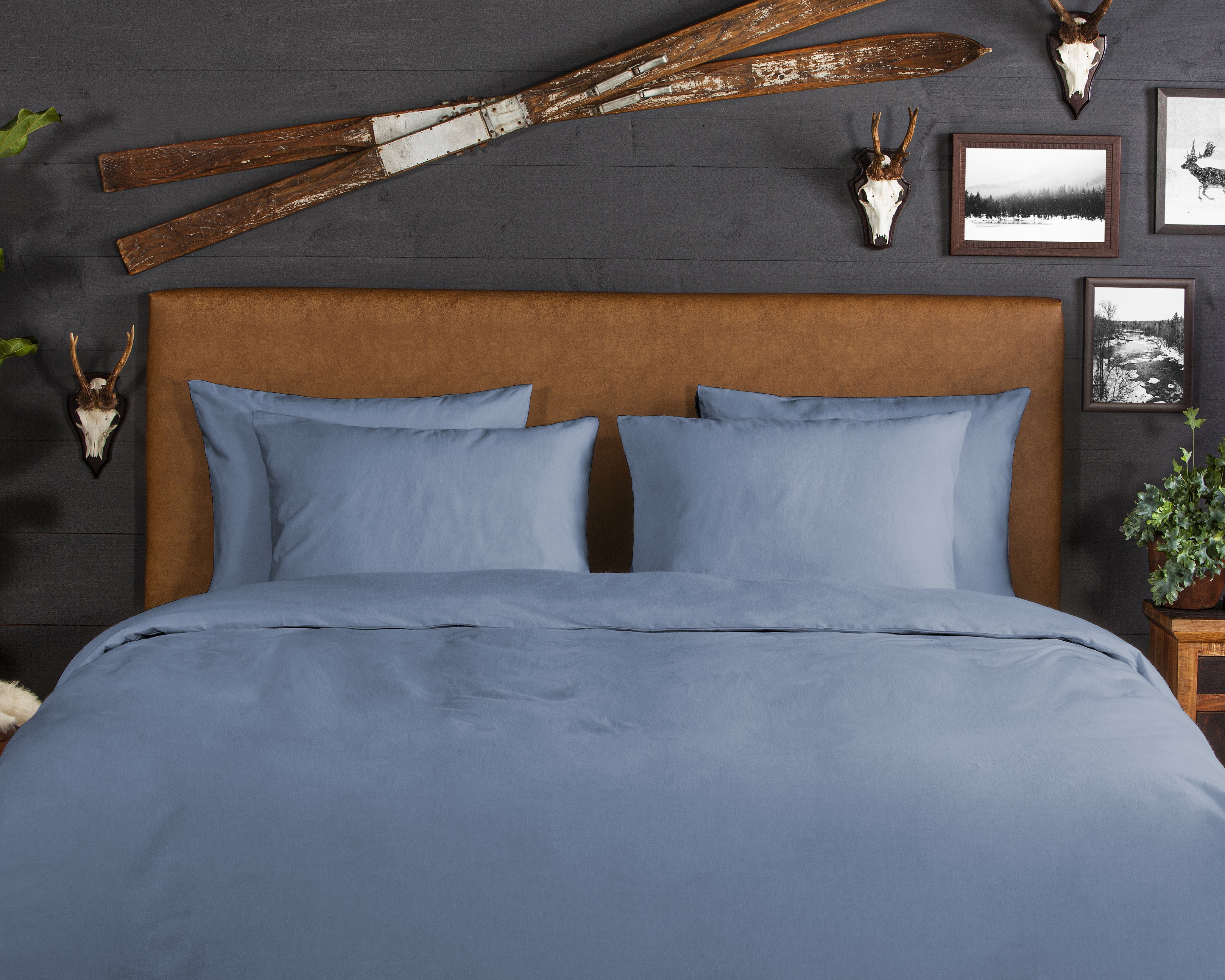 Guten Morgen Bettwäsche Flanell Uni - Blau