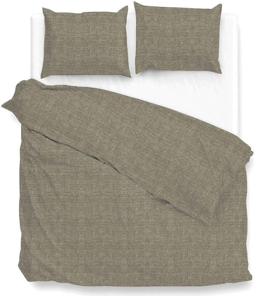 Zo Home Dekbedovertrek Lino Palm Taupe Katoen - Bedtextielonline.be